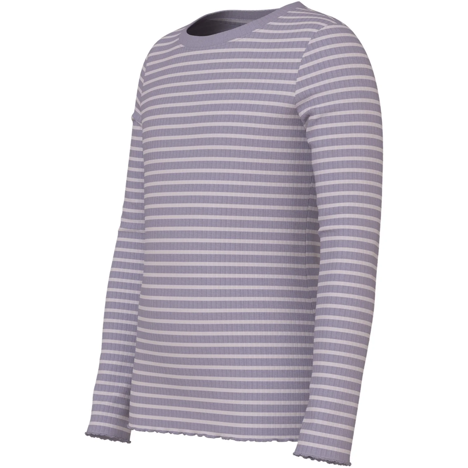 Name It Lavender Gray Lilac Marble Stripe Nmfvemma Ls Slim Top - Image 2
