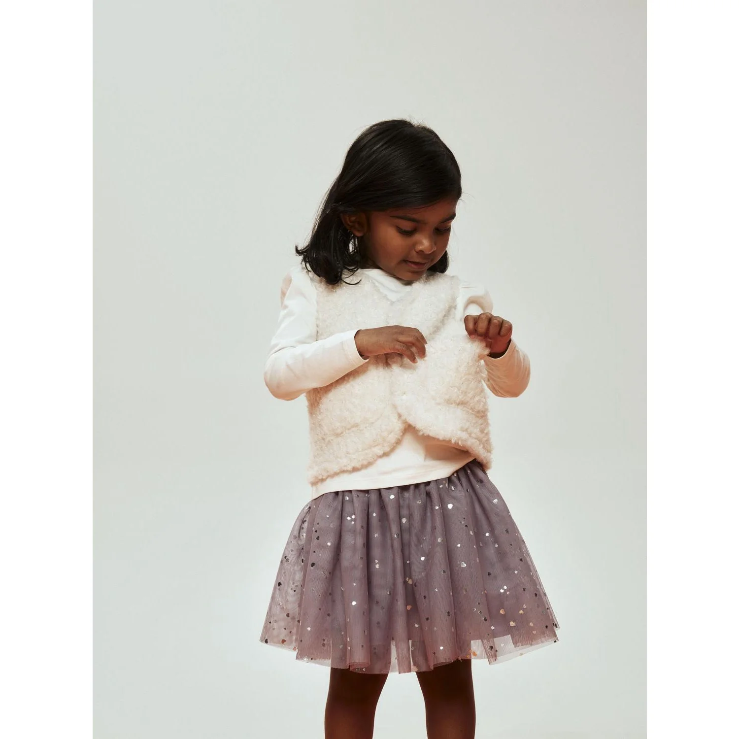 Name It Lavender Gray Silver Foil Nmfterana Tulle Skirt - Image 2