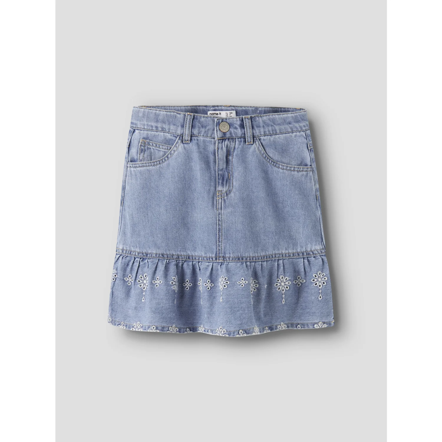 Name It Light Blue Denim Anglaise Nkfhallie Dnm Anglaise Skirt 1026-Ov H - Image 3