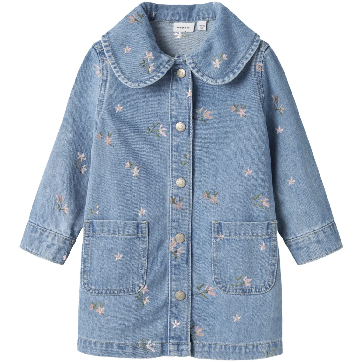 Name It Light Blue Denim Flower Emb Nmfpiper Ls Dnm Dress 3614-Za - Image 2