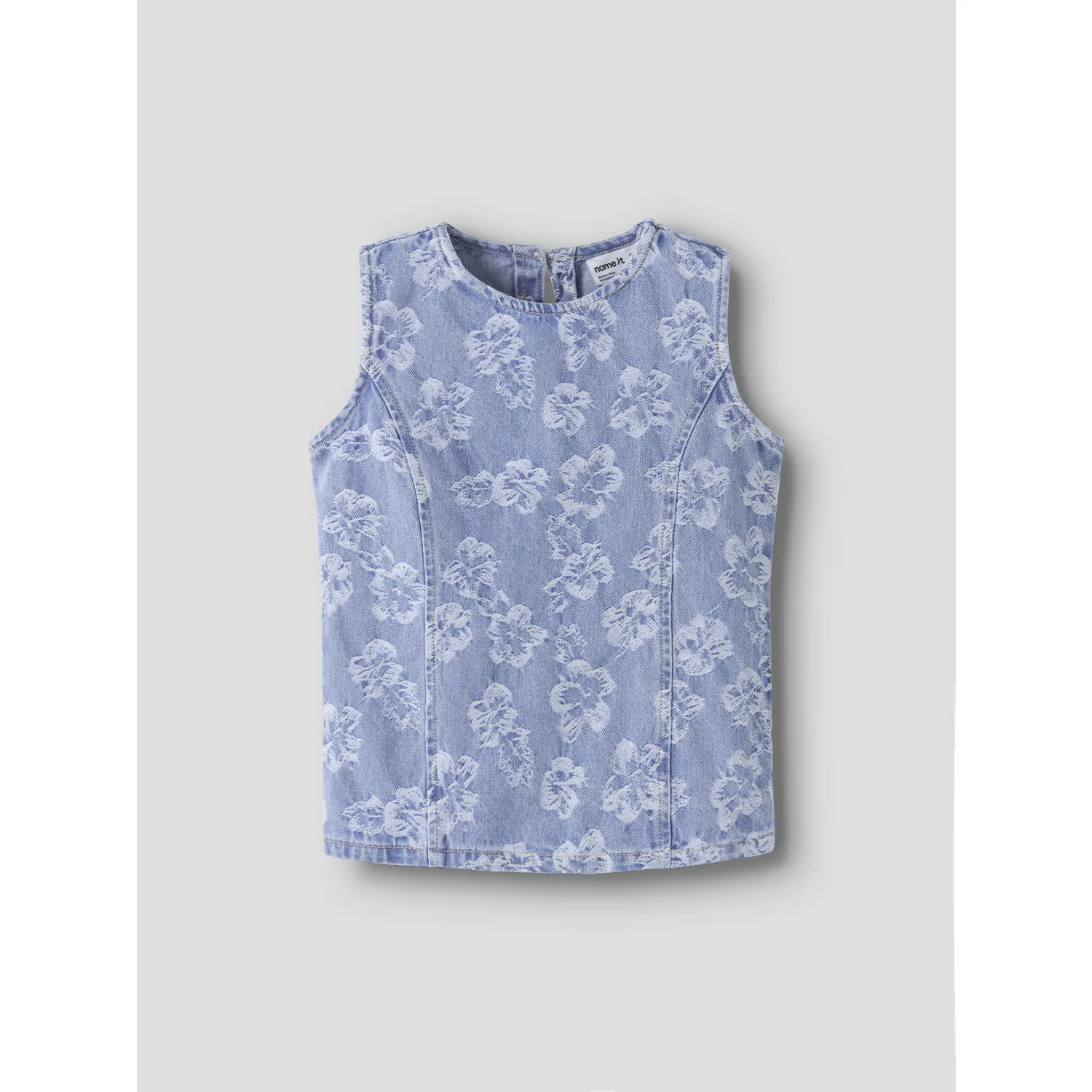 Name It Light Blue Denim Flowers Nkflucy Sl Dnm Jacq Top 2440-Ja H - Image 3
