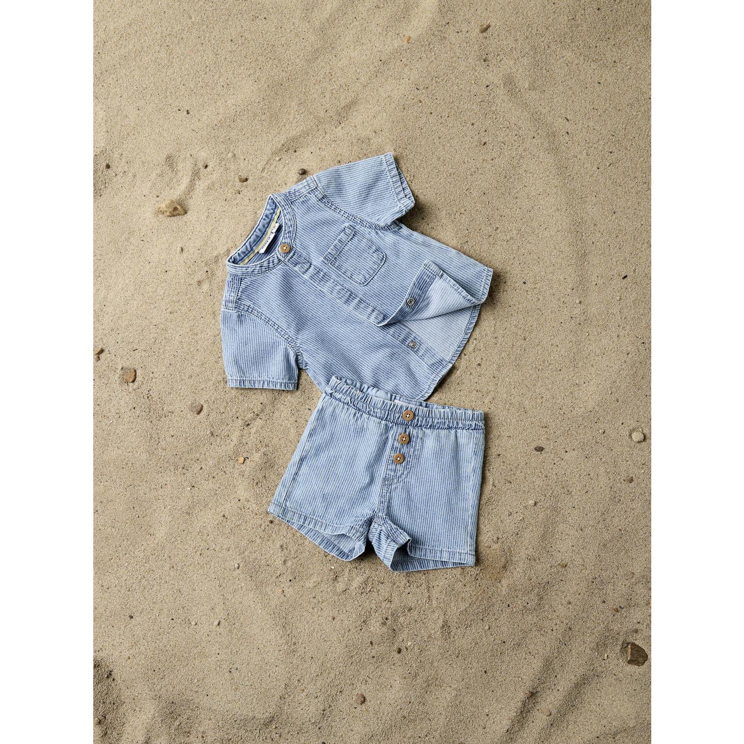 Name It Light Blue Denim Nbmleo Stripe Dnm Ss Shirt 1910-Ip H - Image 2
