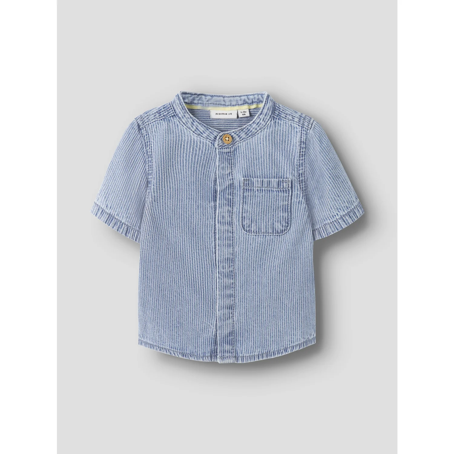Name It Light Blue Denim Nbmleo Stripe Dnm Ss Shirt 1910-Ip H - Image 4