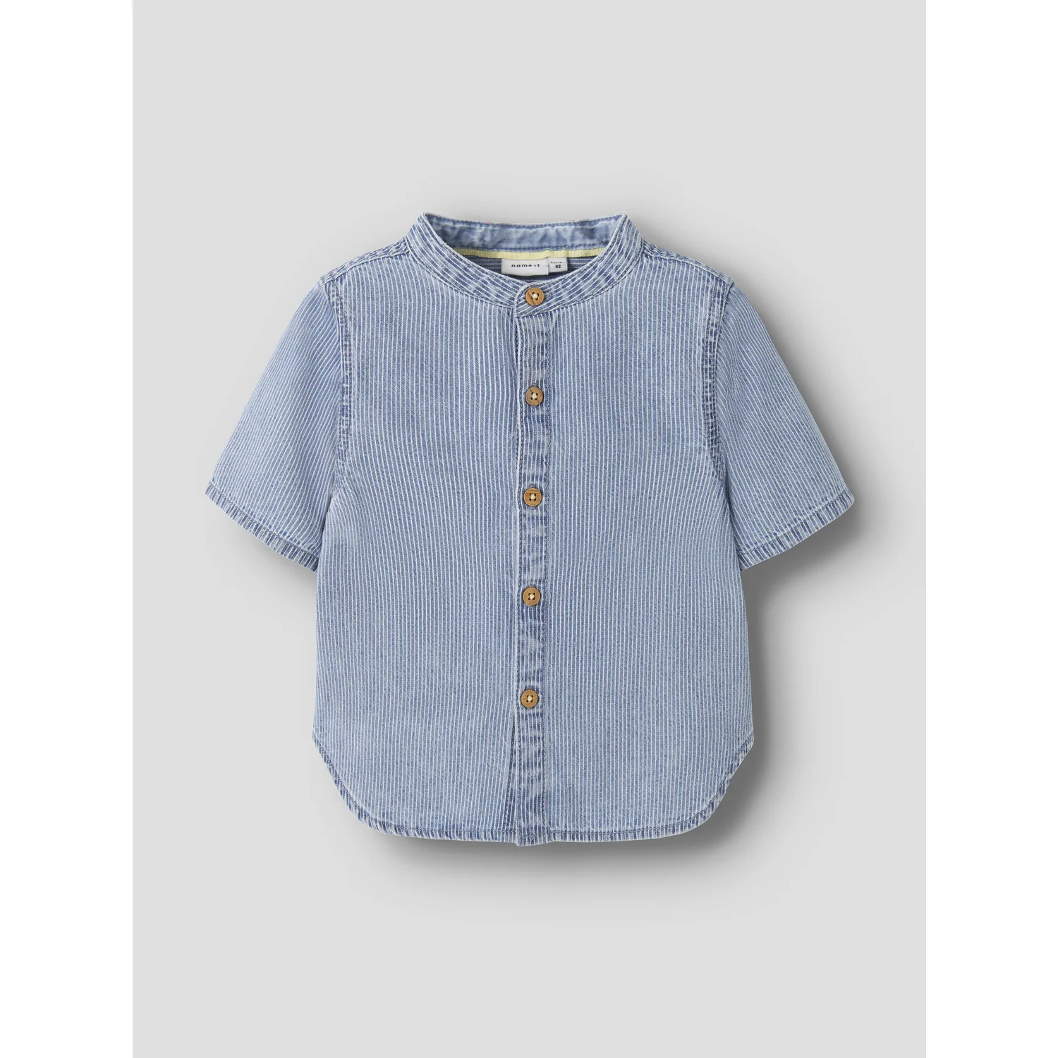 Name It Light Blue Denim Nmmhans Stripe Dnm Ss Shirt 1910-Ip H - Image 5