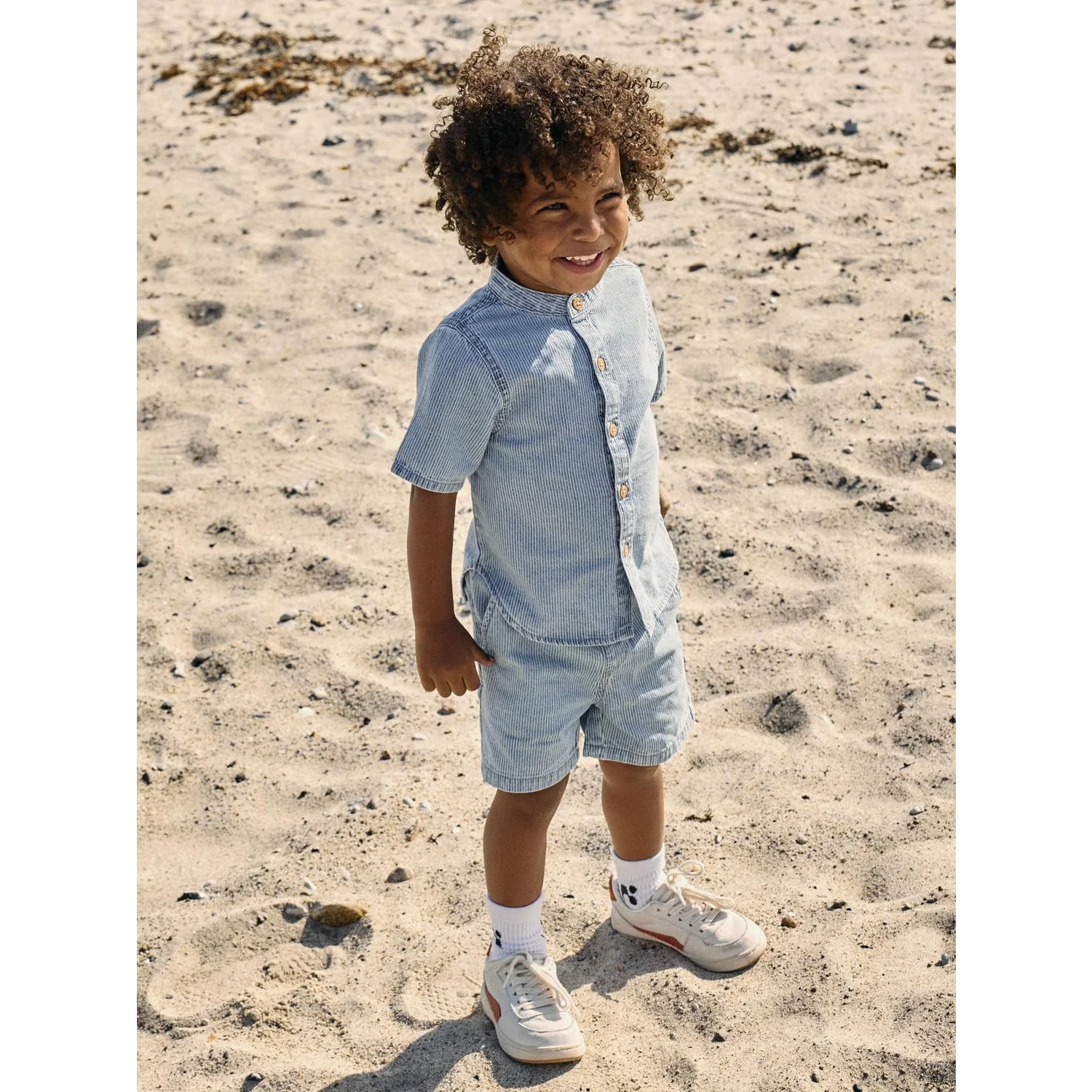 Name It Light Blue Denim Nmmryan Jog Stripe Dnm L Shorts 1910-Ip - Image 2