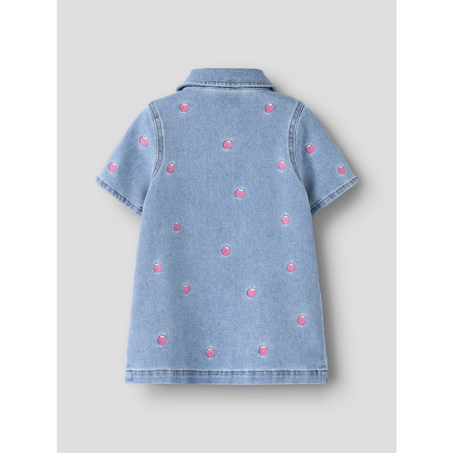 Name It Light Blue Denim Starwberry Nmflaila Ss Emb Dress 6202-Iz - Image 2