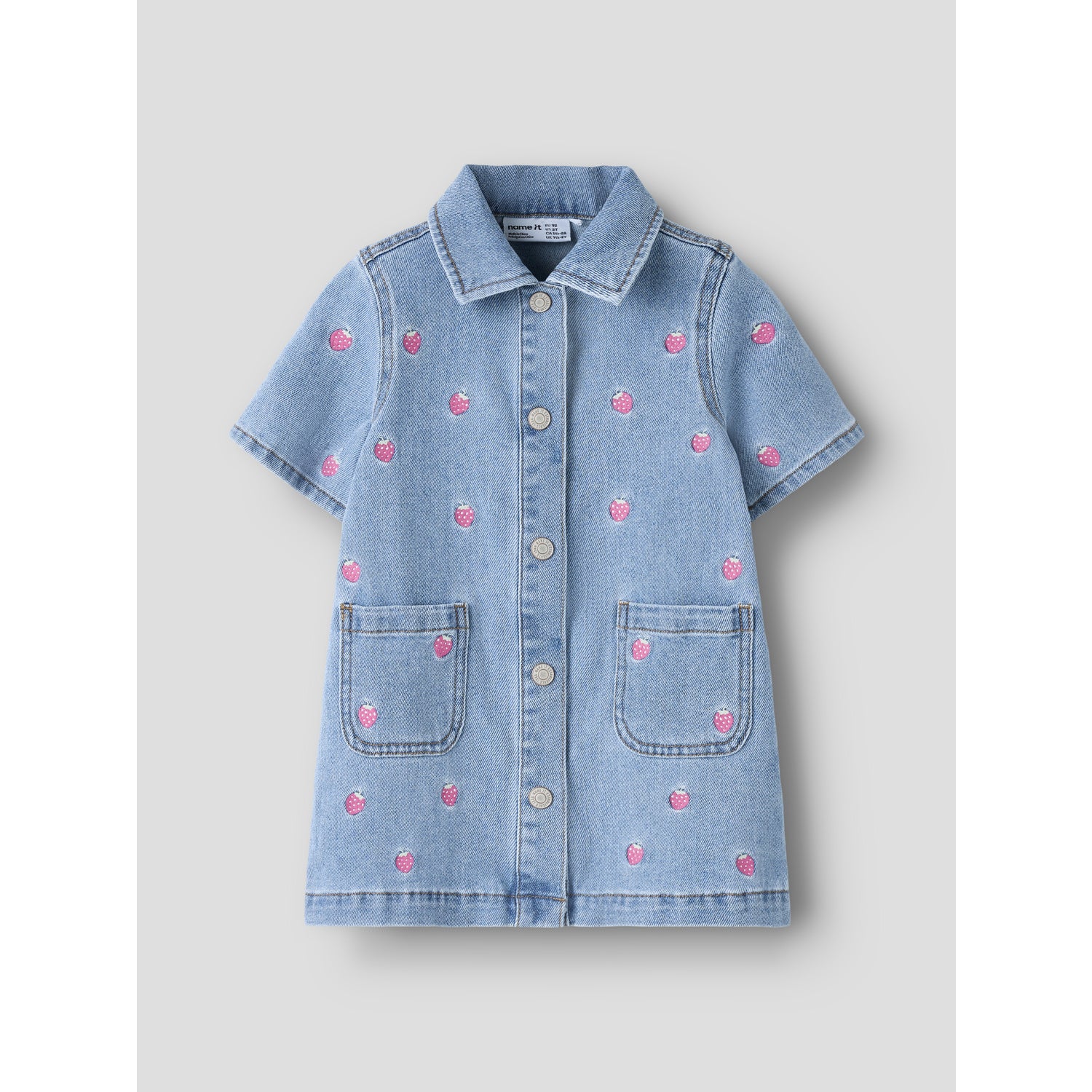 Name It Light Blue Denim Starwberry Nmflaila Ss Emb Dress 6202-Iz - Image 3