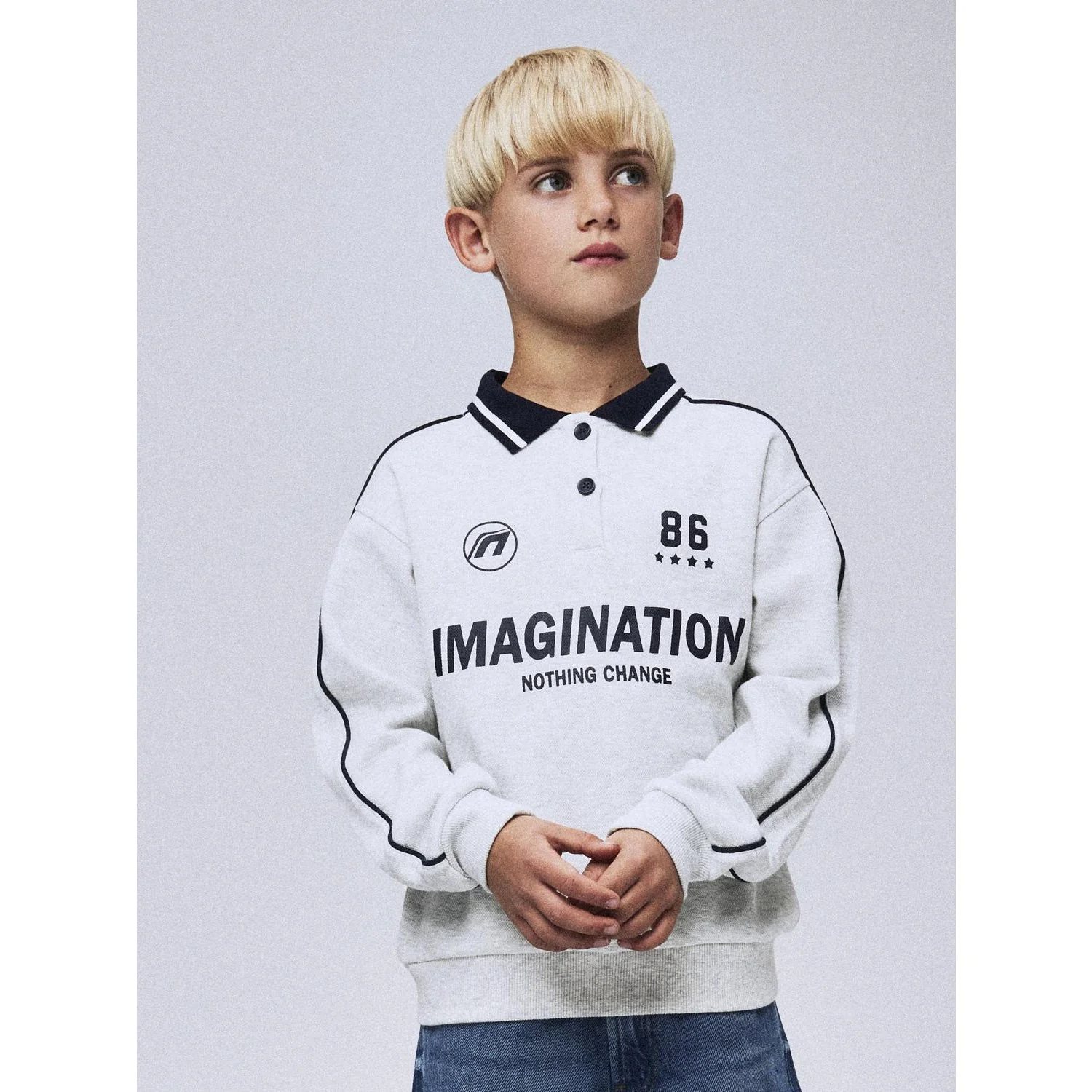 Name It Light Grey Melange Nkmkris Ls Nreg Polo - Image 3