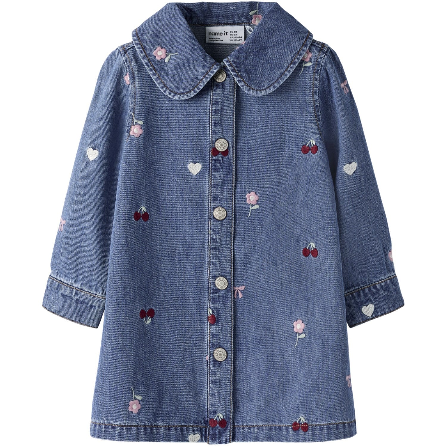Name It Medium Blue Denim Emb Nmfemily Ls Emb Dnm Dress 4870-Ov L
