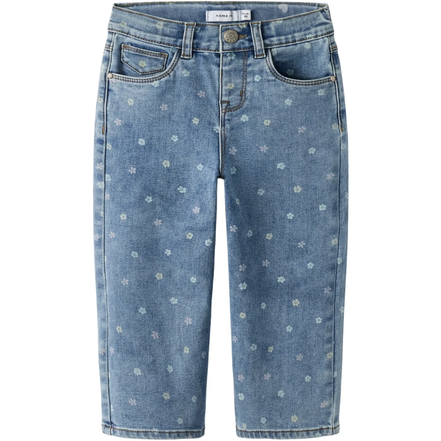 Name It Medium Blue Denim Flower Nmfbella Mom Shaped Jeans 3555-On Noos