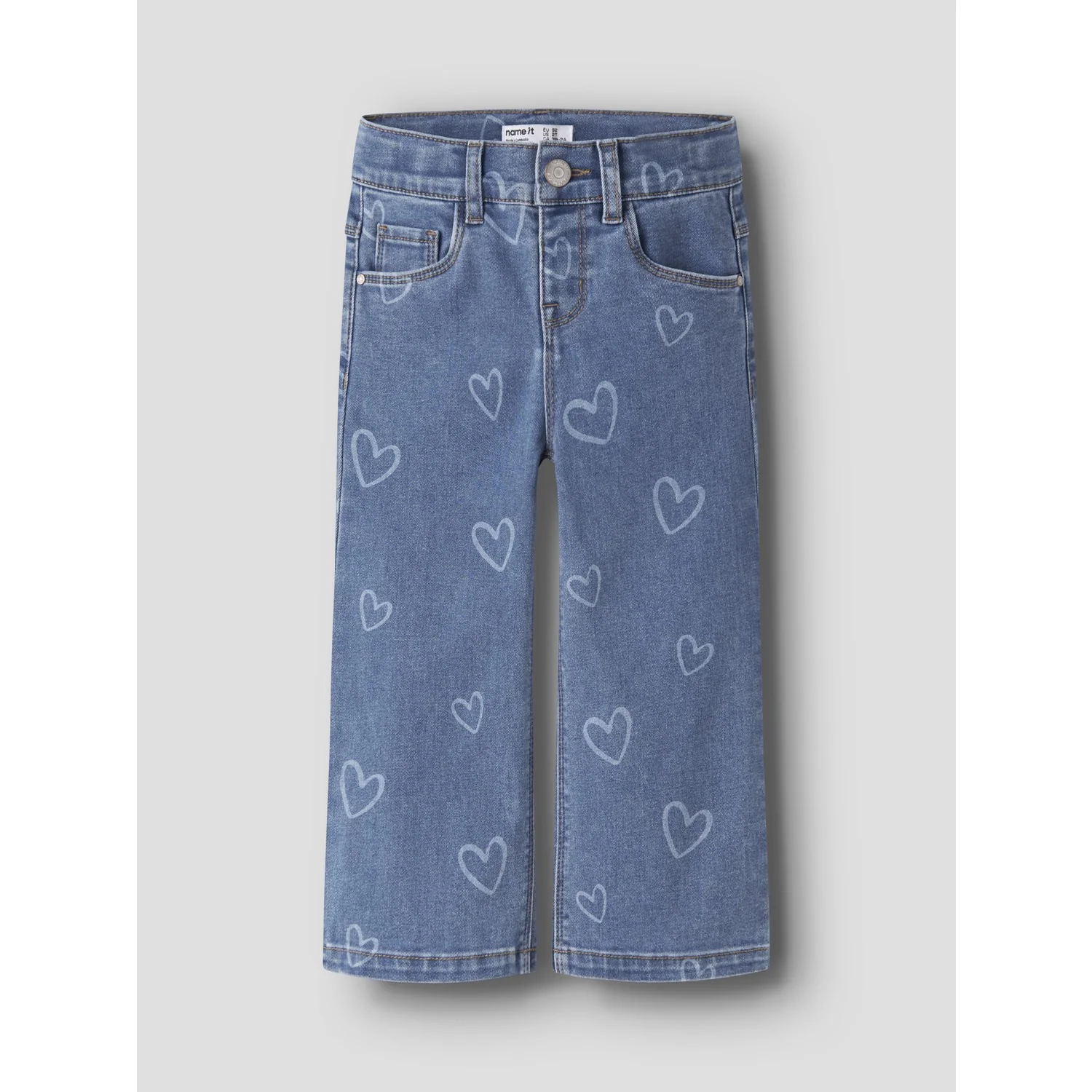Name It Medium Blue Denim Heart Nmfrose Wide Aop Jeans 4044-On Noos - Image 6