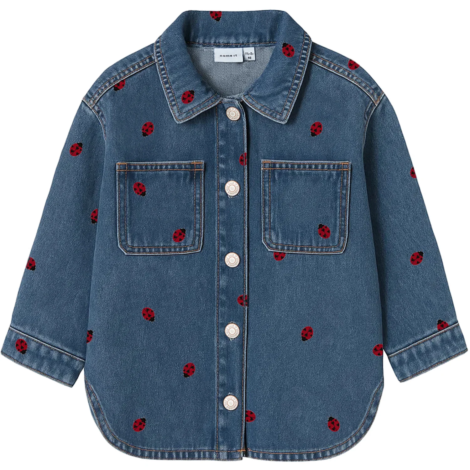 Name It Medium Blue Denim Lady Bug Nmfnina Emb Denim Jacket 3285-Za D
