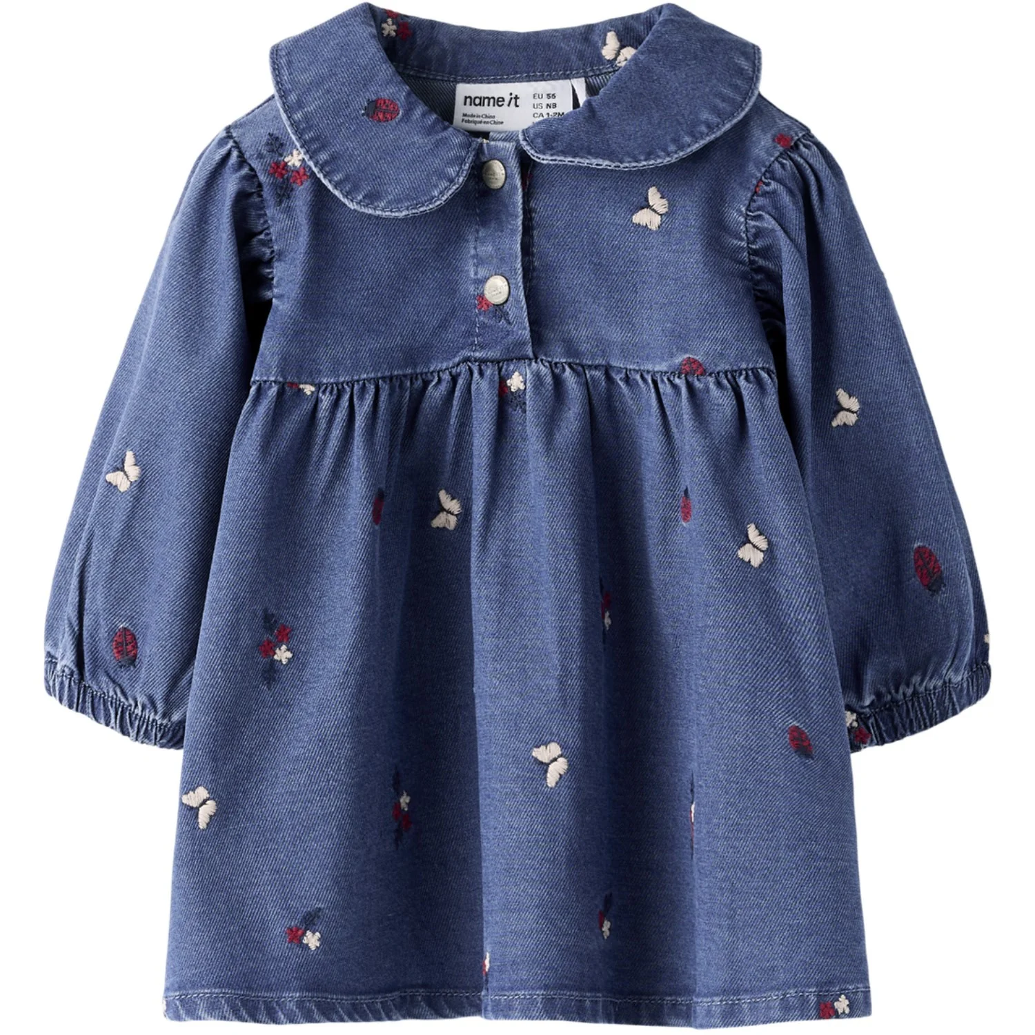 Name It Medium Blue Denim Nature Nbfalva Ls Dnm Emb Dress 5321-Yb