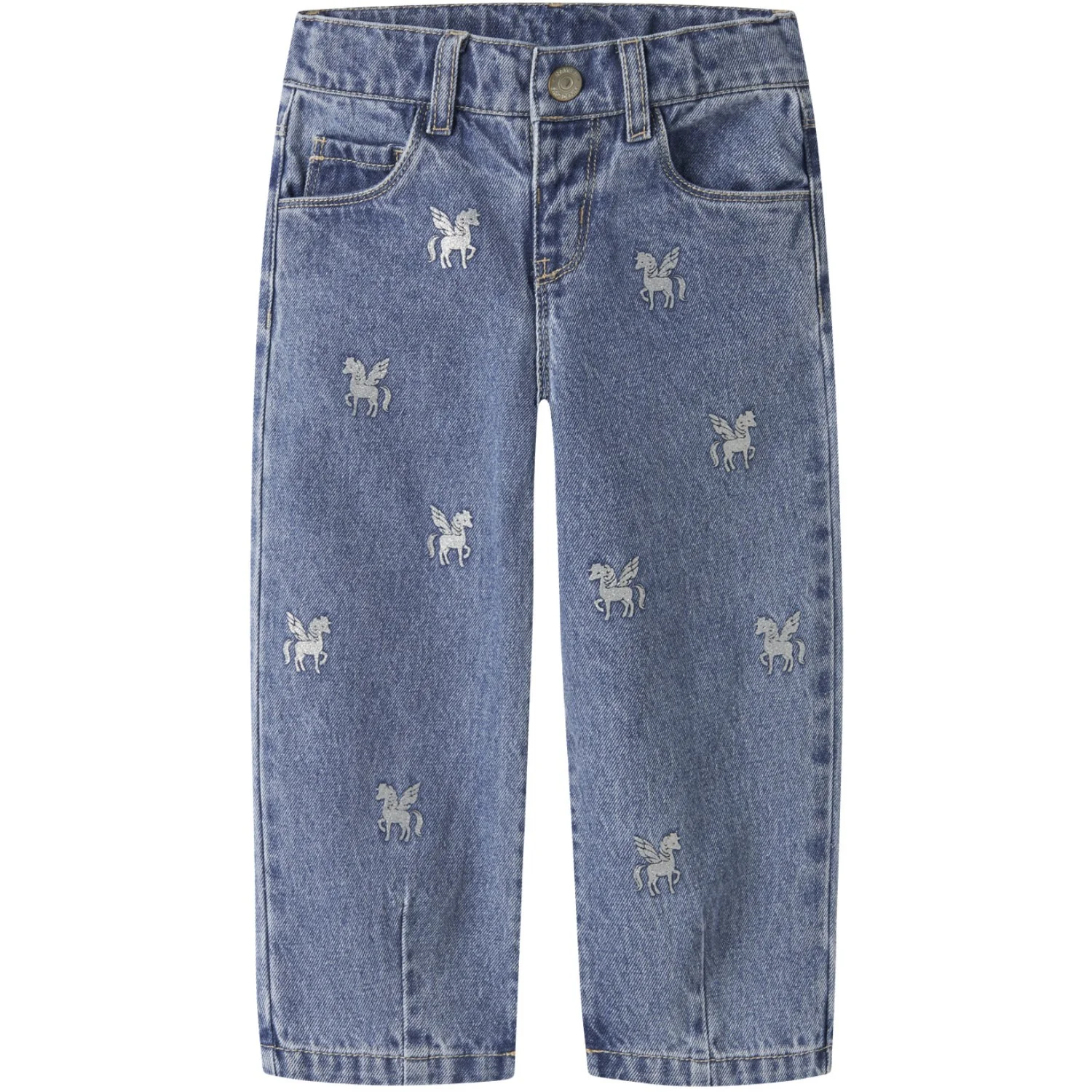 Name It Medium Blue Denim Unicorn Glitter Nmfbella Barrel Glitter Jeans 4577-Im L