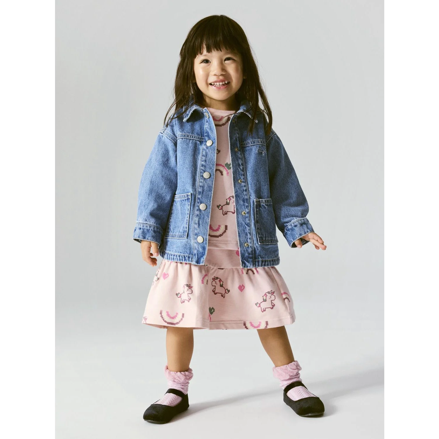 Name It Medium Blue Denim Unicorn Glitter Nmfluna Glitter Dnm Jacket 4577-Im L - Image 2