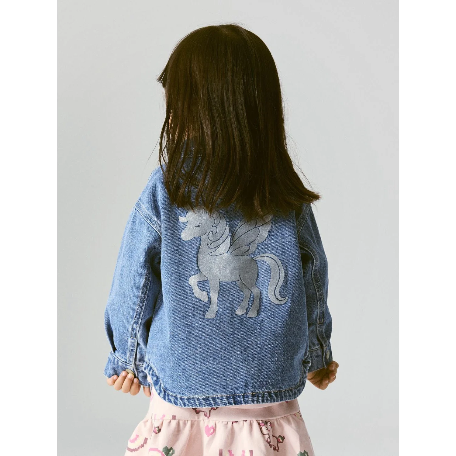Name It Medium Blue Denim Unicorn Glitter Nmfluna Glitter Dnm Jacket 4577-Im L - Image 4
