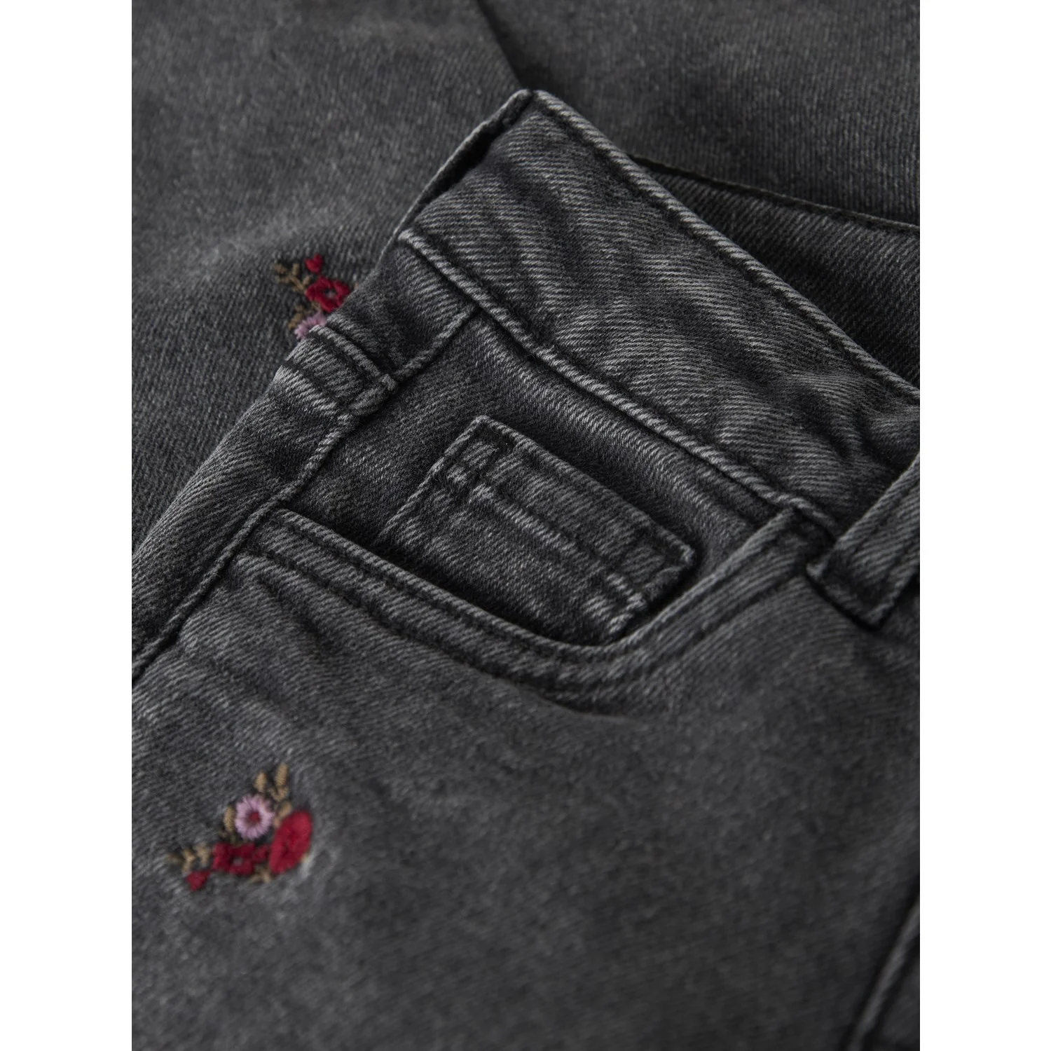 Name It Medium Grey Denim Flower Emb Nmfbella Mom Emb Jeans 1224-sm Noos - Image 3