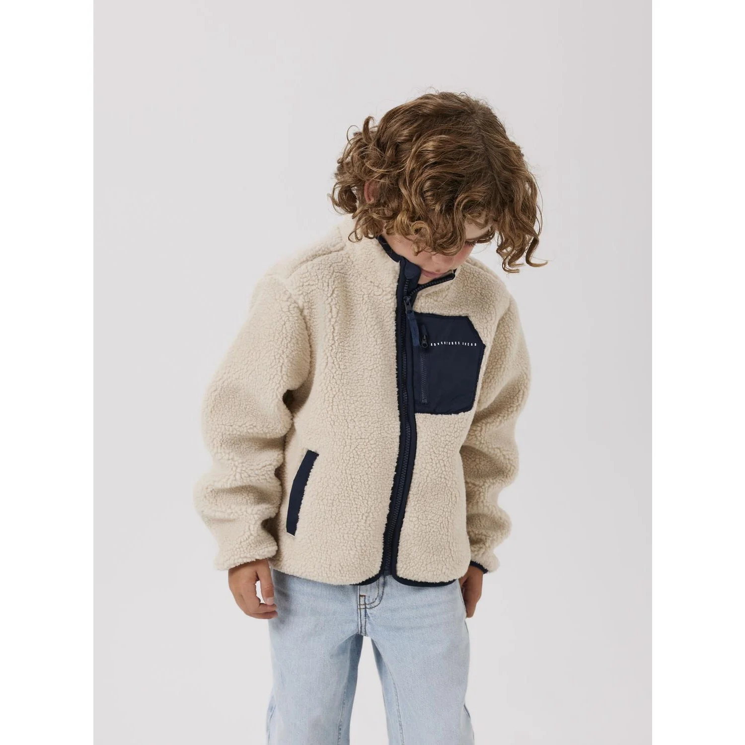 Name It Moonbeam Chest Pocket Dark Sapphire Nknmattia Sherpa Jacket Pb - Image 3