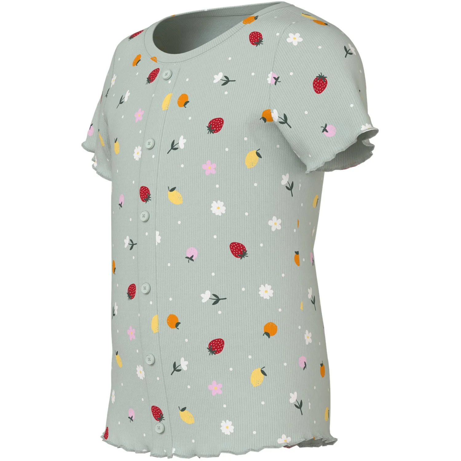 Name It Pale Aqua Fruit Flowers Nmfvemia Aop Ss Slim Top - Image 2