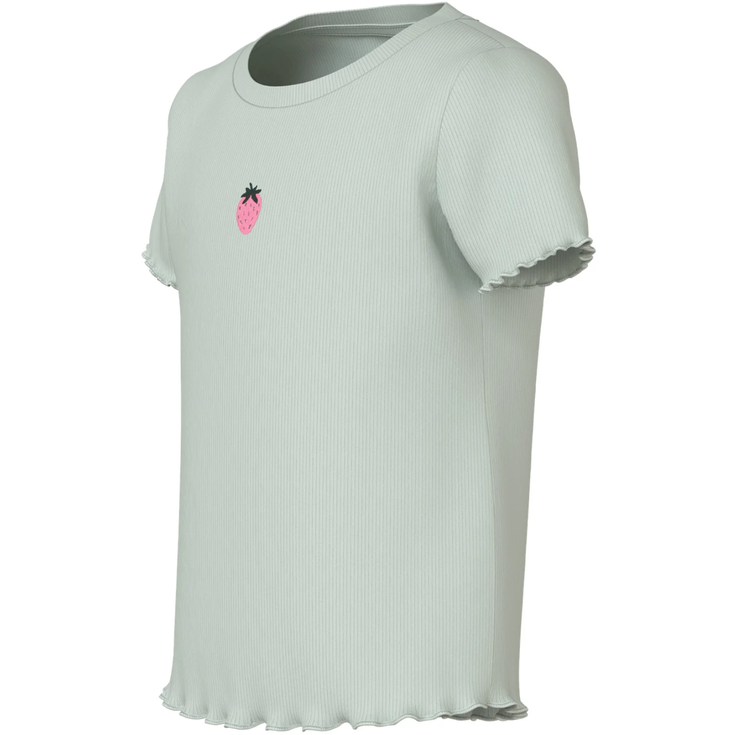 Name It Pale Aqua Strawberries Embroidery Nmfvivemma Ss Slim Top - Image 2
