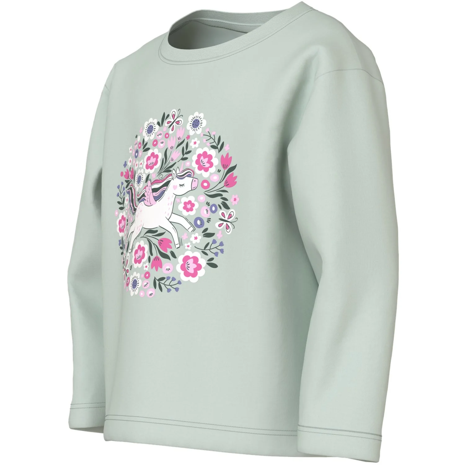 Name It Pale Aqua Unicorn Flowers Nmfveen Ls Nreg Top - Image 2