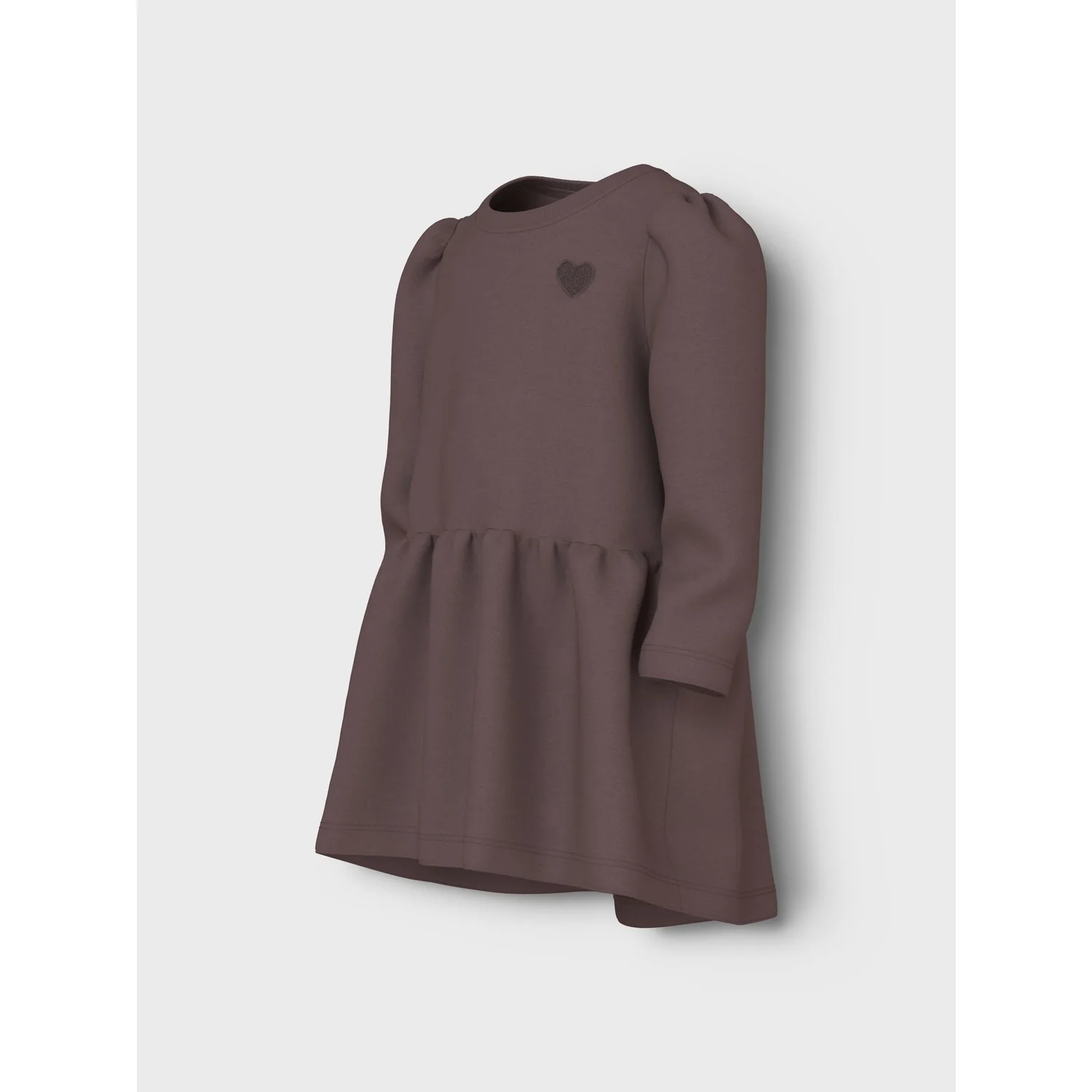 Name It Peppercorn Heart Embroidery Nmfvima Ls Swe Dress Bru - Image 2
