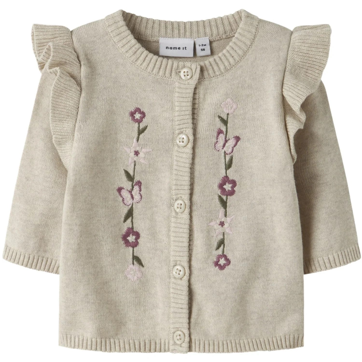 Name It Peyote Melange Nbfflowers Ls Knit Card