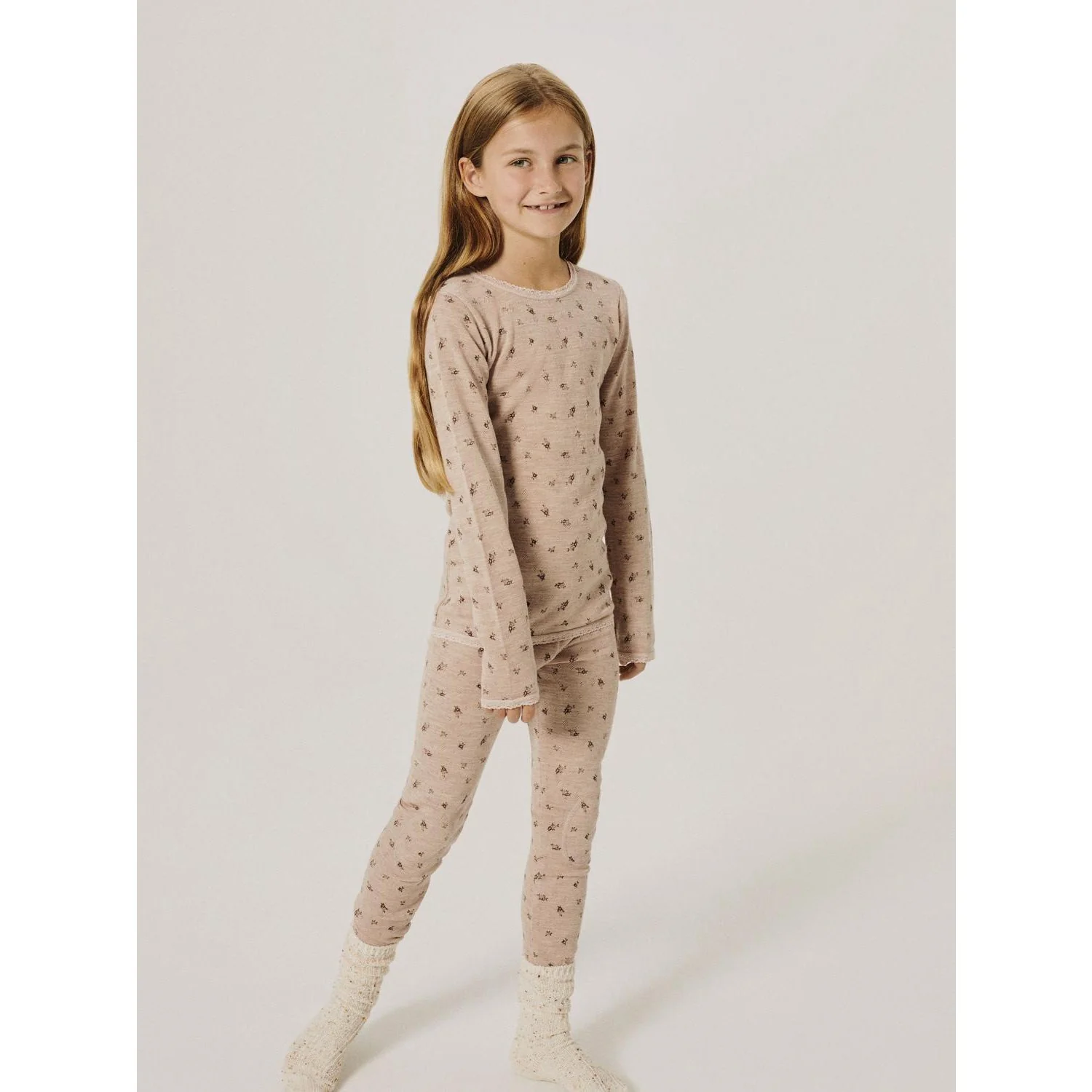 Name It Shadow Gray Small Flowers Nkfwang Wool Needle Ls Top - Image 2