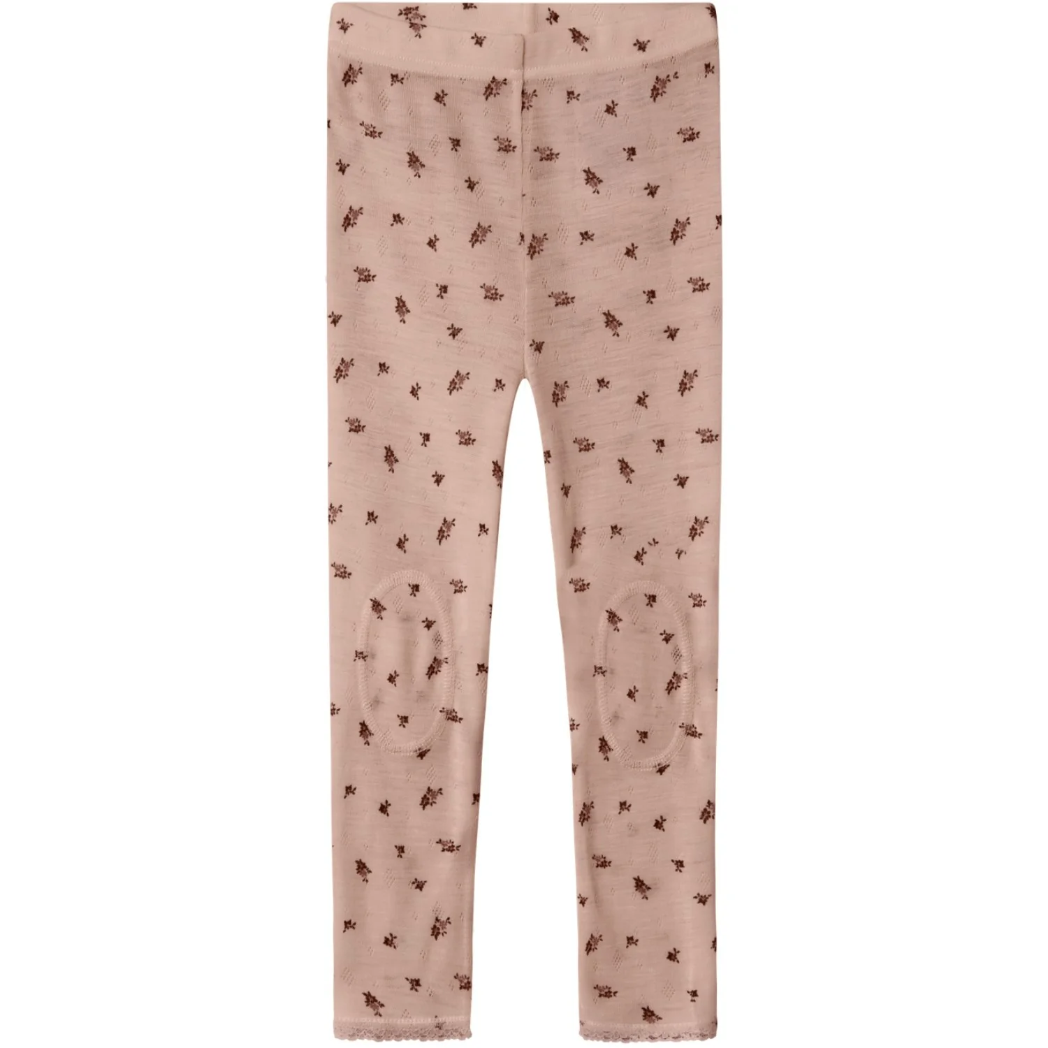 Name It Shadow Gray Small Flowers Nmfwang Wool Needle Leggings Noos