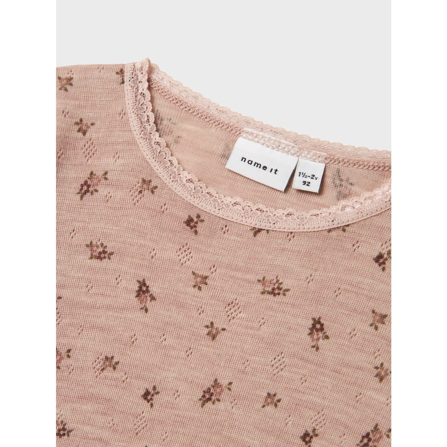 Name It Shadow Gray Small Flowers Nmfwang Wool Needle Ls Top Noos - Image 2
