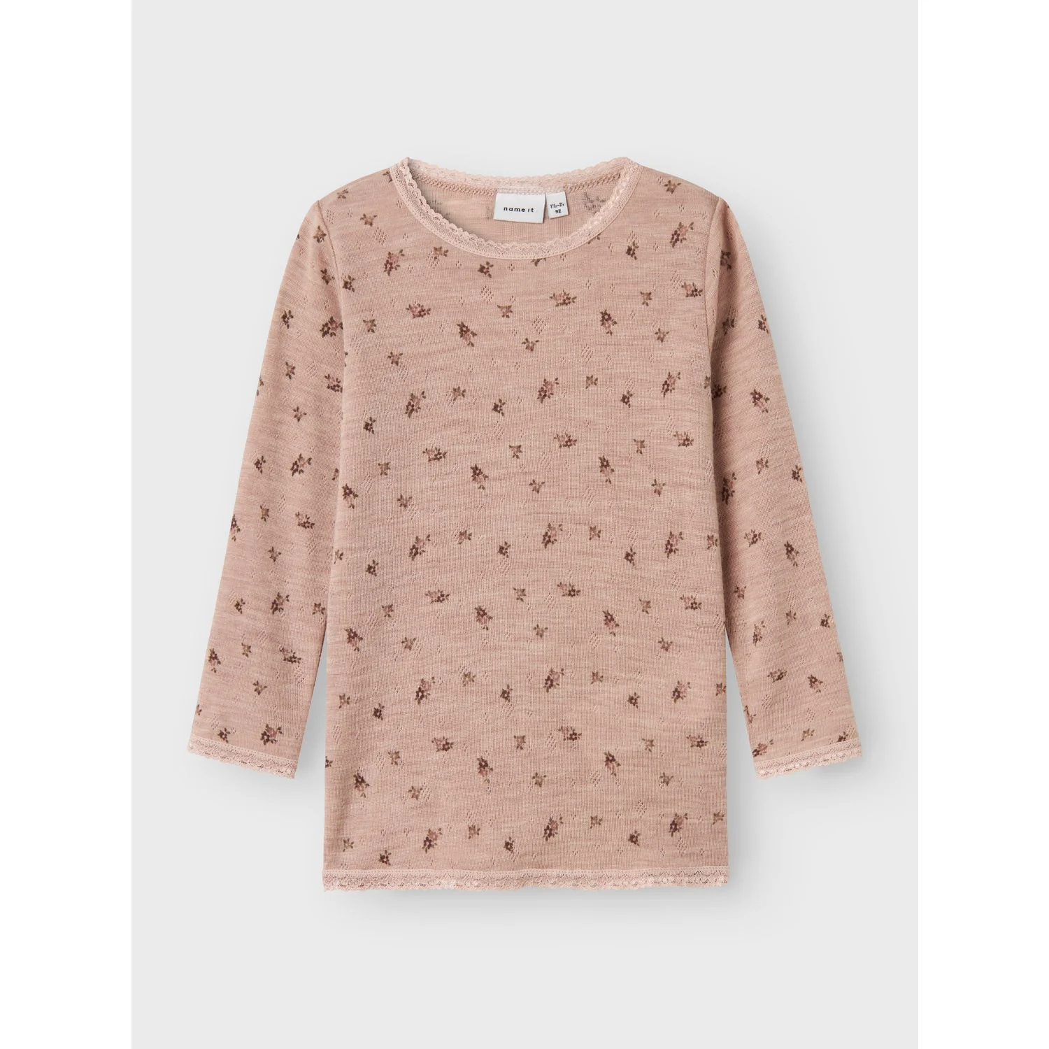 Name It Shadow Gray Small Flowers Nmfwang Wool Needle Ls Top Noos - Image 5
