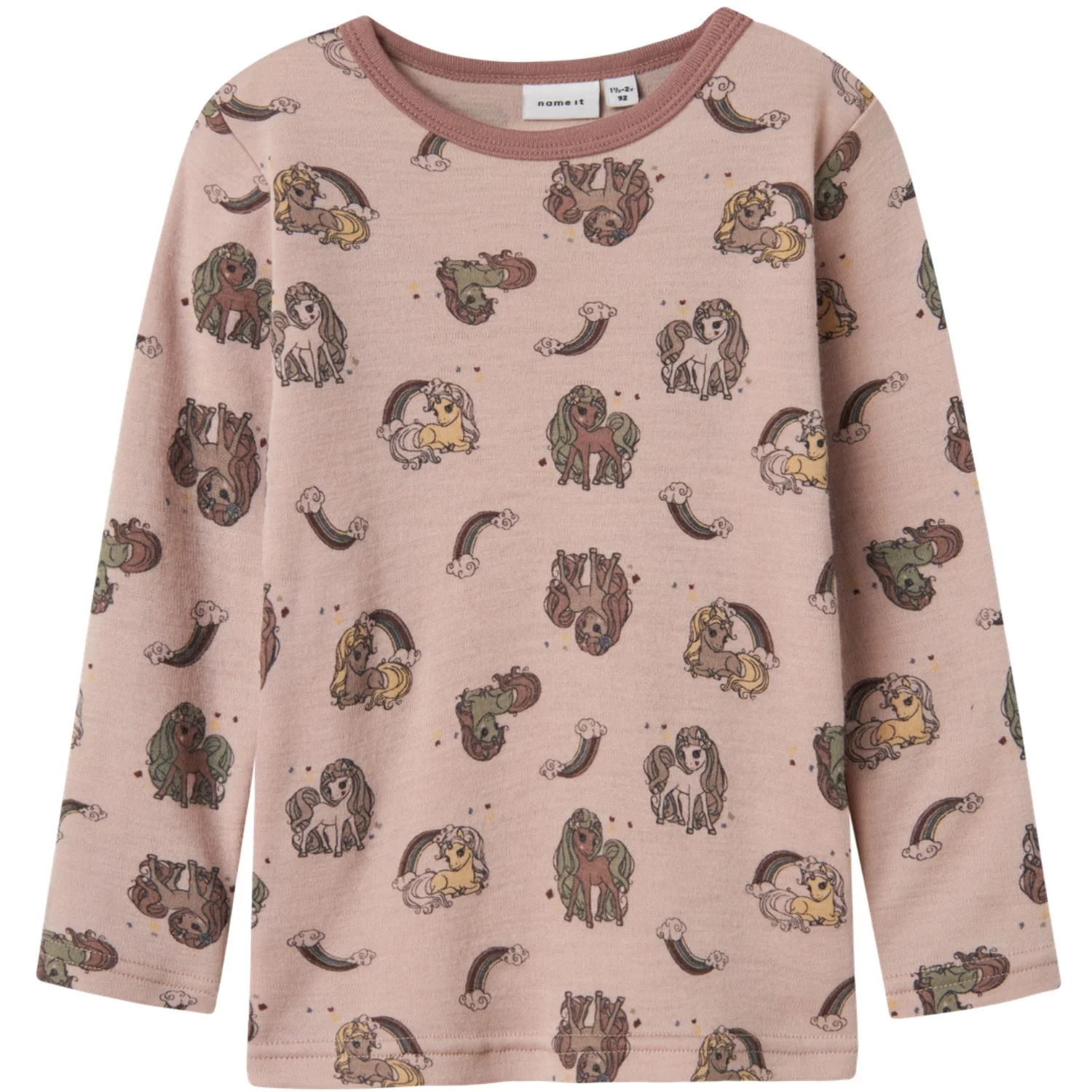 Name It Shadow Gray Unicorn Nmfwillit Wool Ls Top