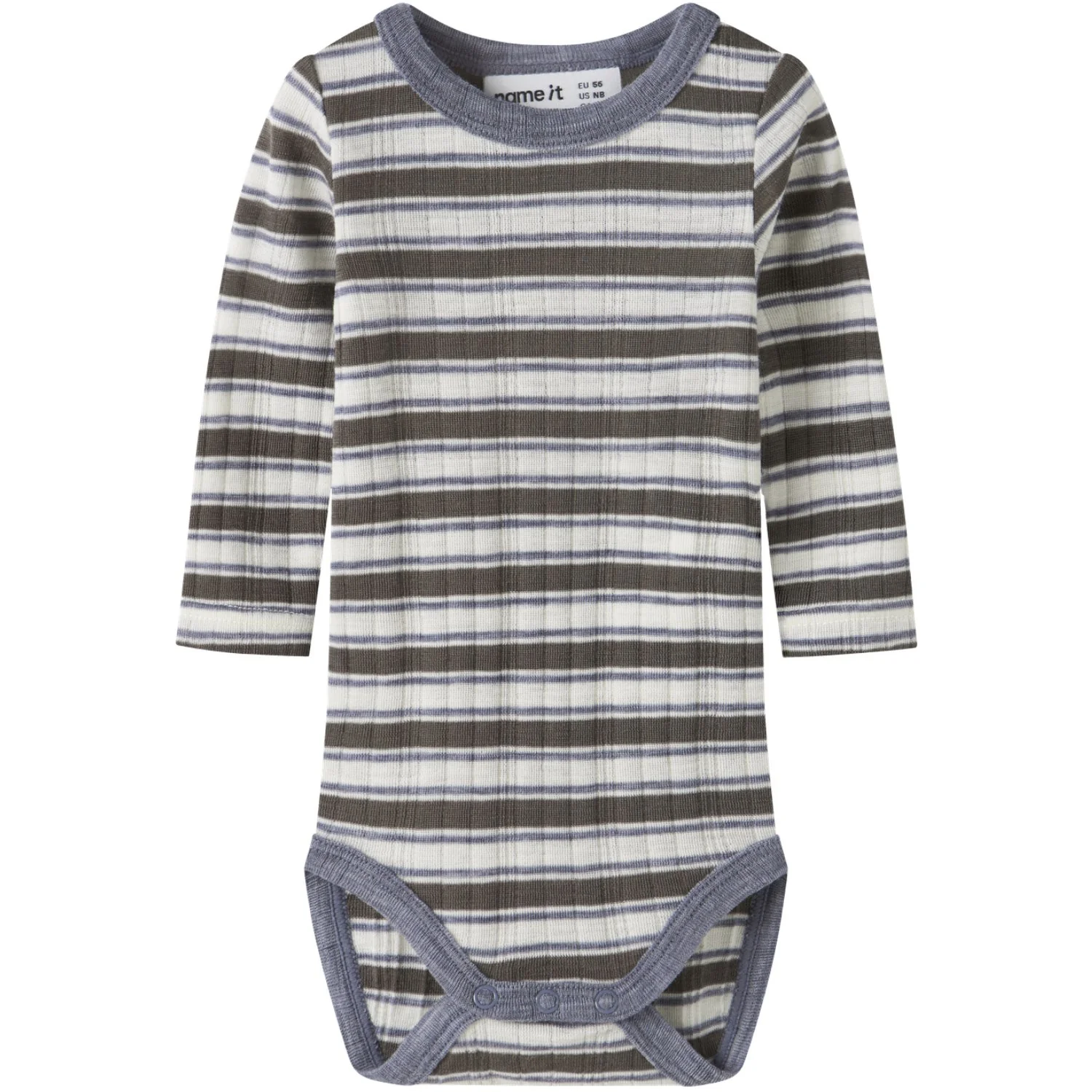 Name It Snow White Morel/Folkstone Gray Nbmwang Wool Needle Ls Body Noos
