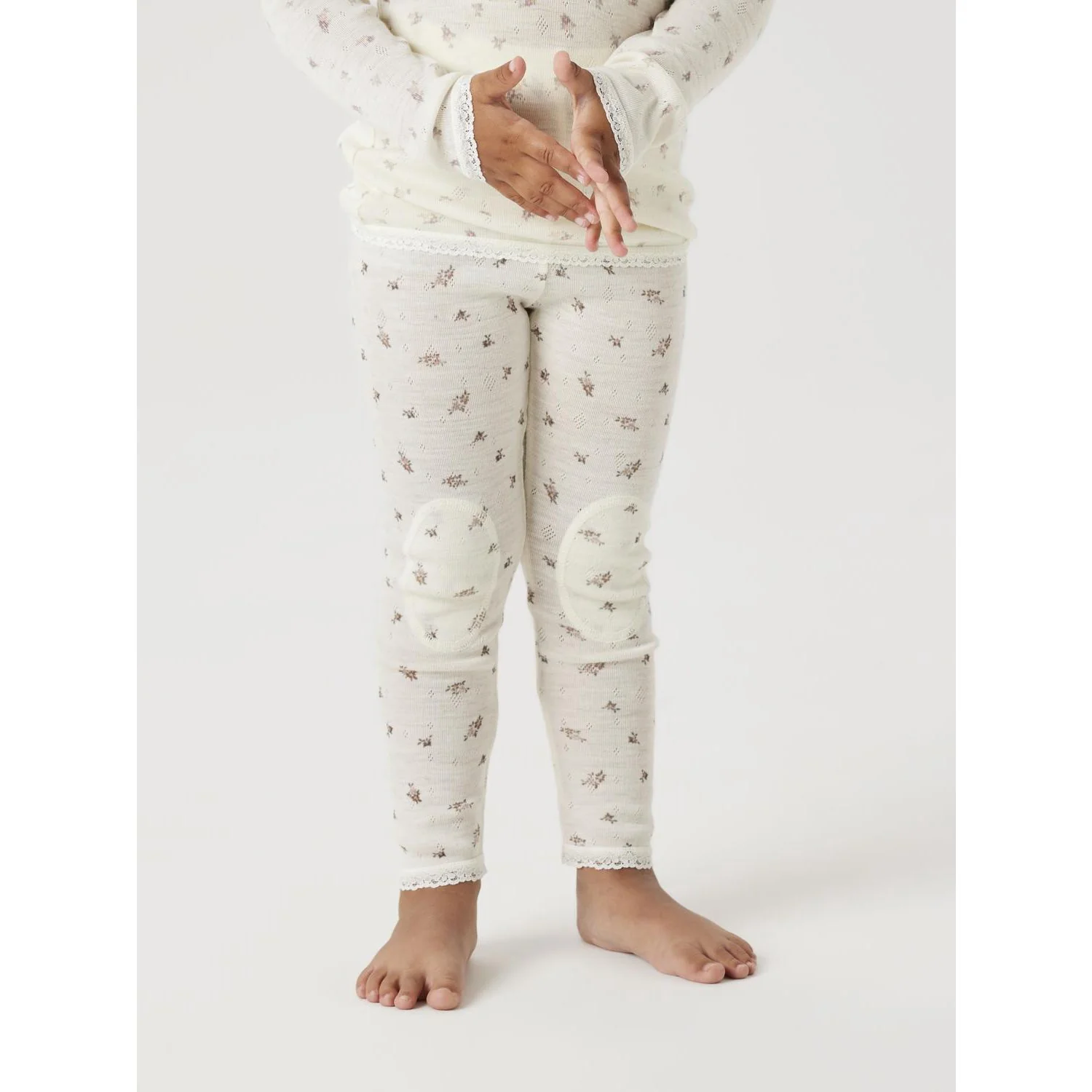 Name It Snow White Small Flowers Nmfwang Wool Needle Leggings Noos - Image 3