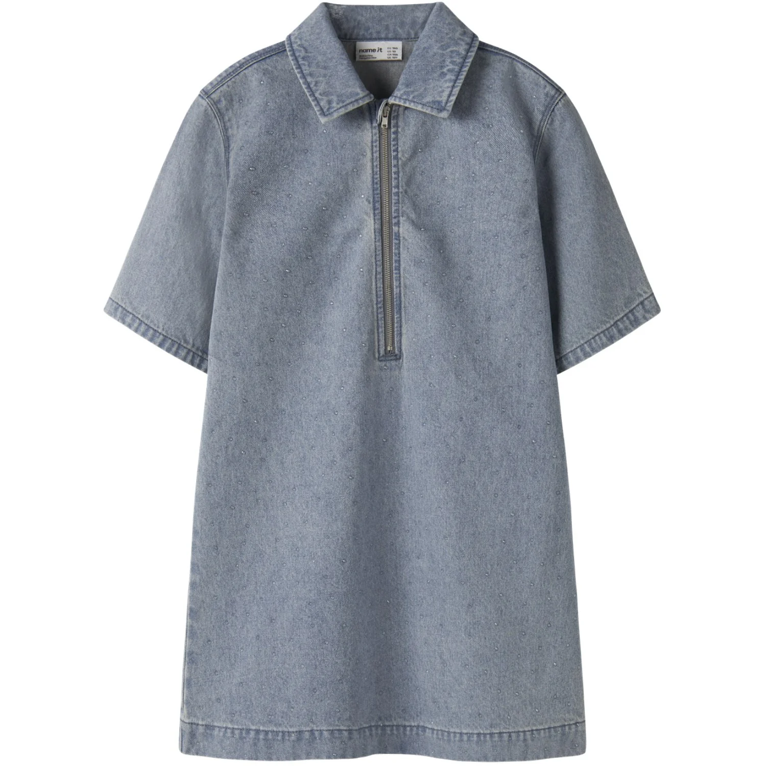 Name It Special Blue Grey Denim Nkfrain 2/4 Loose Dnm Dress 4577-Im