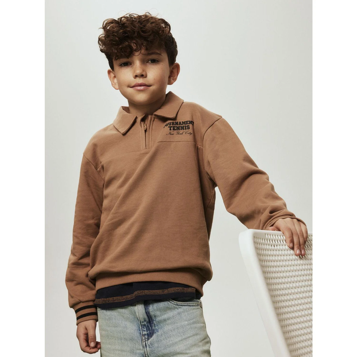Name It Toasted Coconut Nkmtrent Ls Nreg Sweat Polo Bru - Image 3
