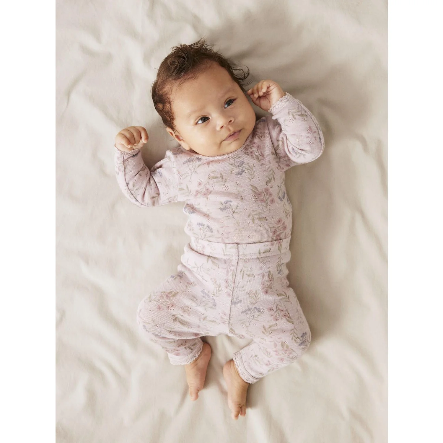 Name It Violet Ice Flowers + Leafs Nbfwang Wool Needle Ls Body Noos - Image 2