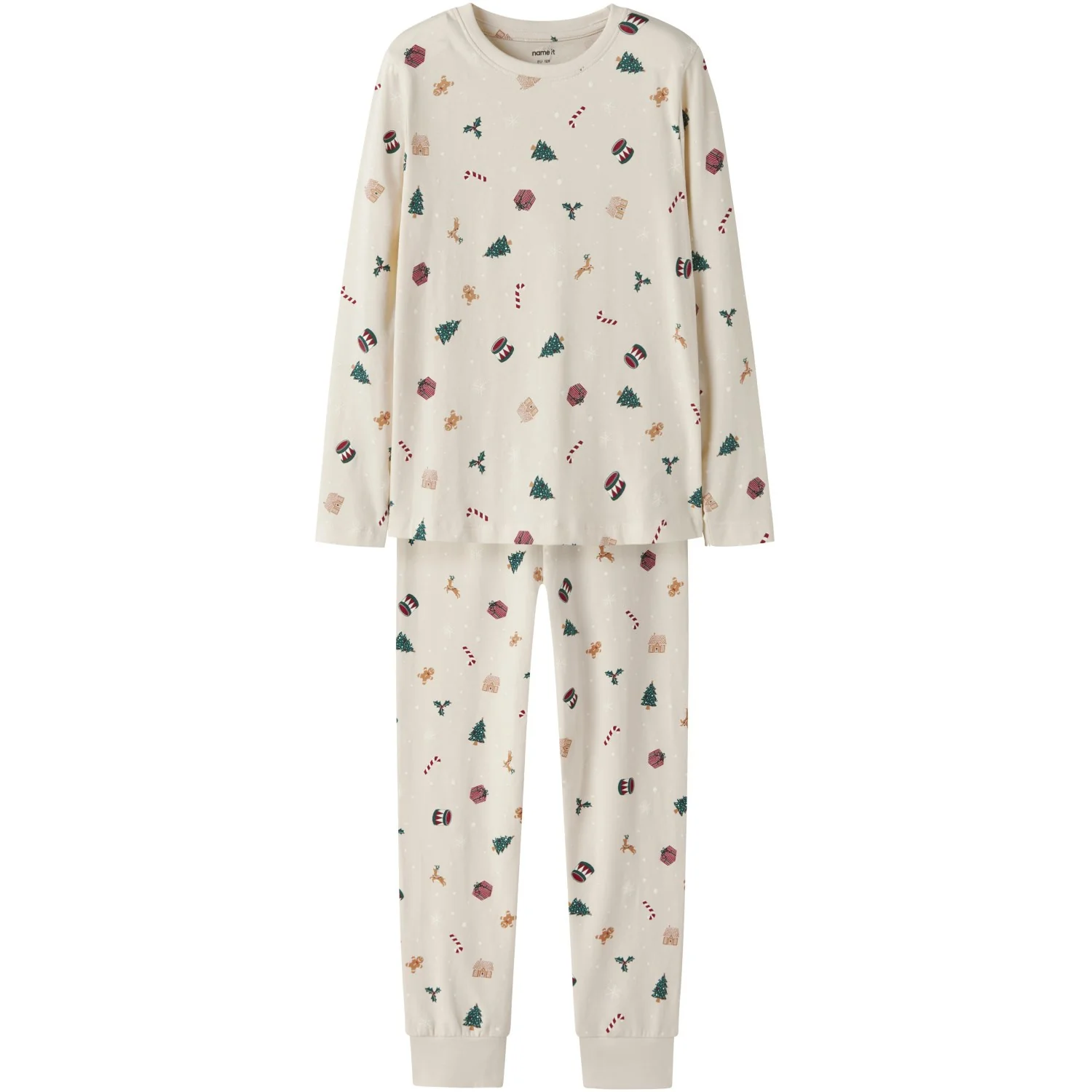 Name It Whitecap Gray Xmas AOP Nknvismas Ls Nightset