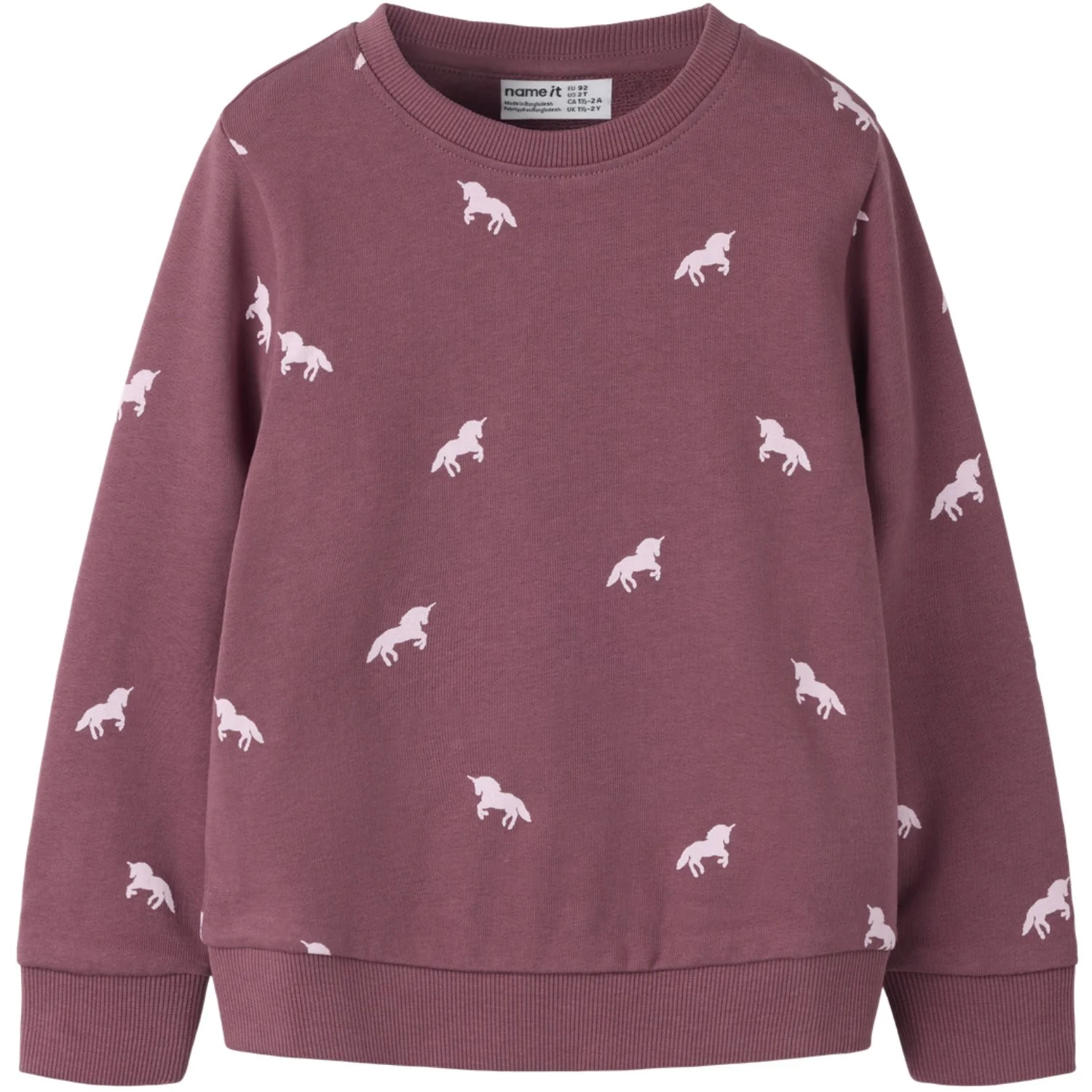 Name It Wild Ginger W. Parfait Pink Unicorns Nmfvalba Ls Sweat Unb Noos