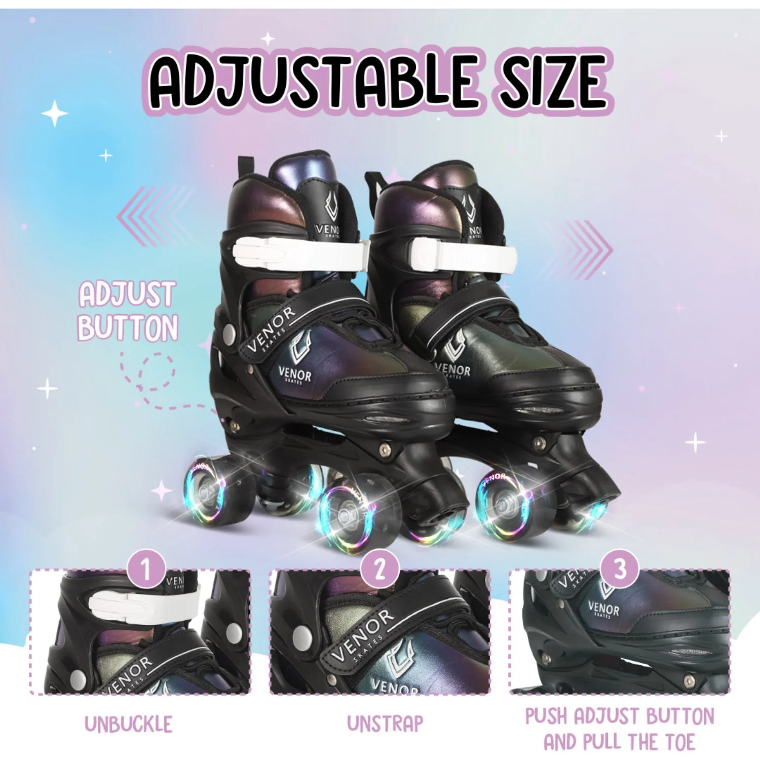 VENOR Chameleon Rainbow Ignite LED Roller Skates - Image 8