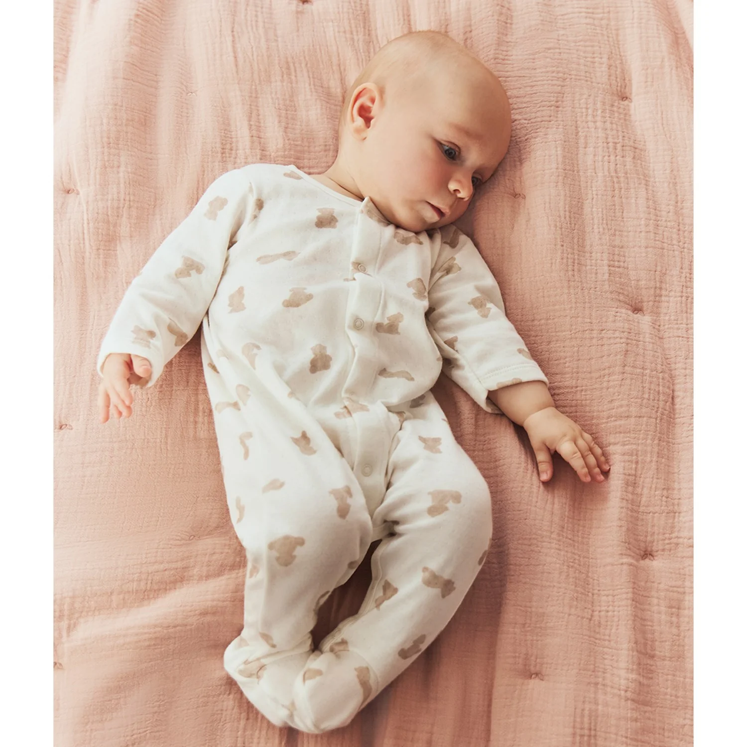 Petit Bateau Marshmallow/Brown Nightsuit - Image 3