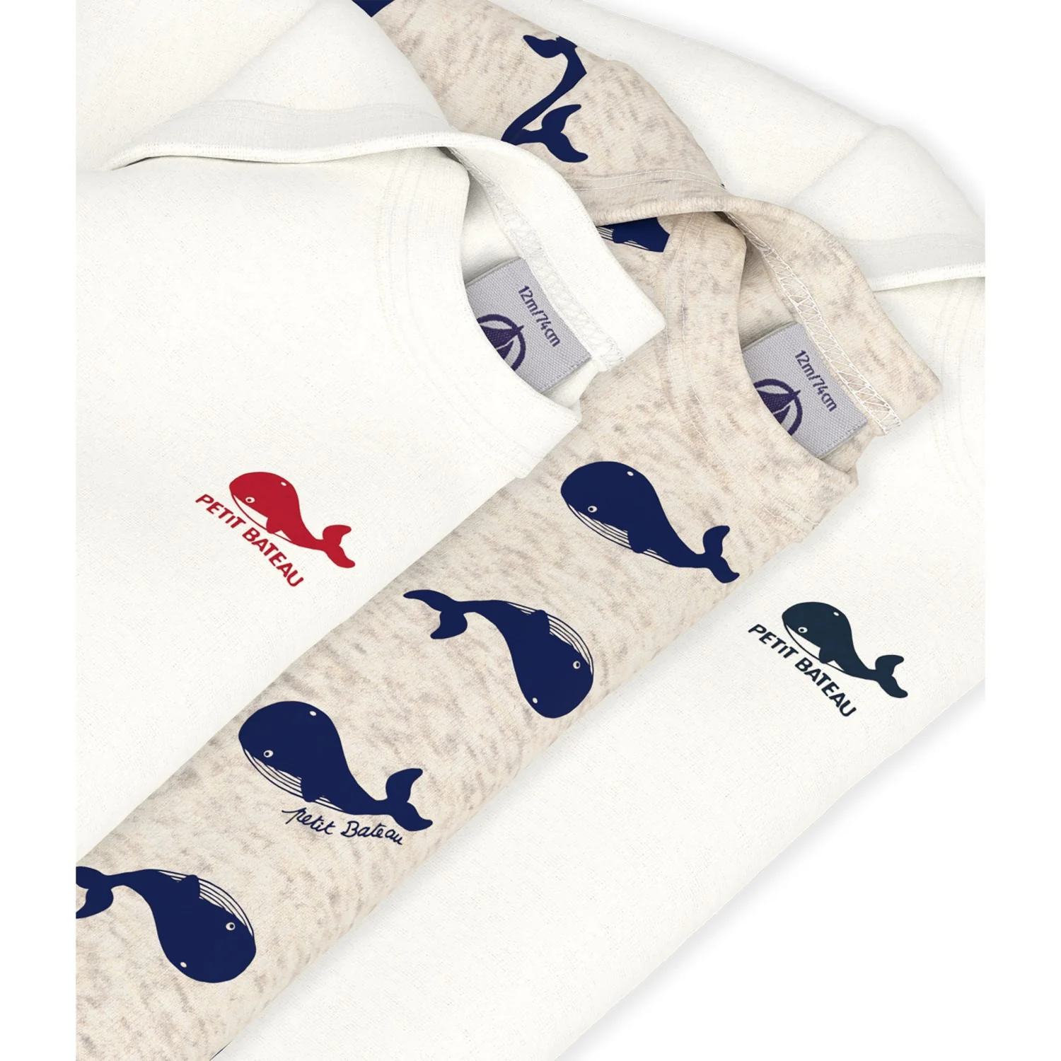 Petit Bateau Montelimar/Medieval Long Sleeve Bodysuit 3-Pack - Image 2