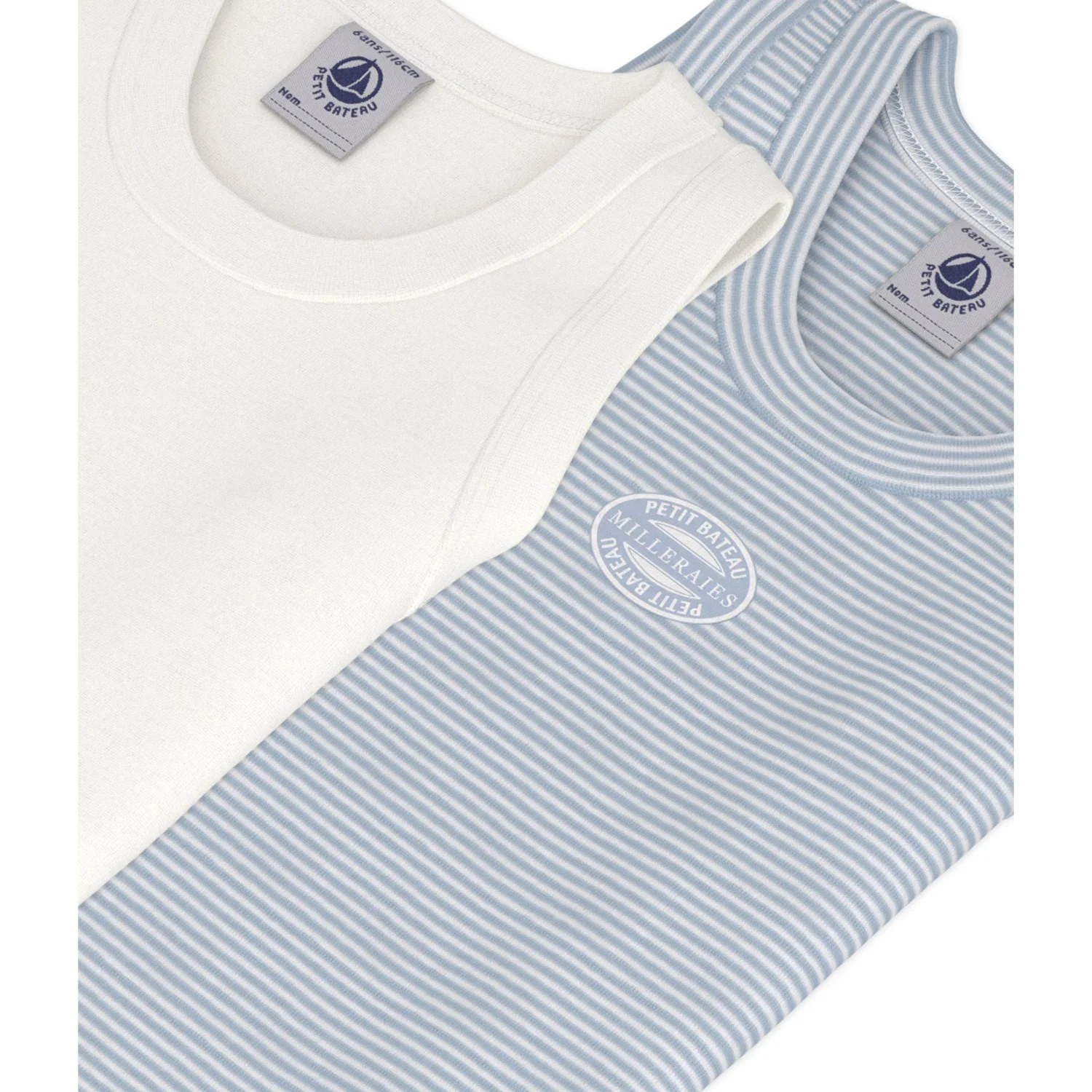 Petit Bateau Blue Stripe Undershirt 2-pack - Image 2