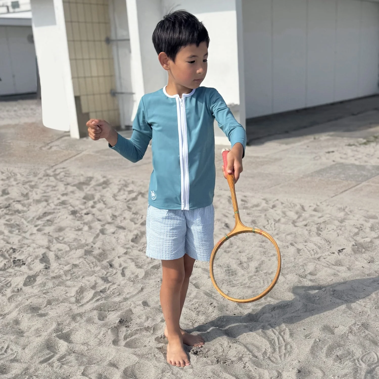 Petit Crabe Stone Basic Zipper Uv-Swim Shirt L/S - Image 3