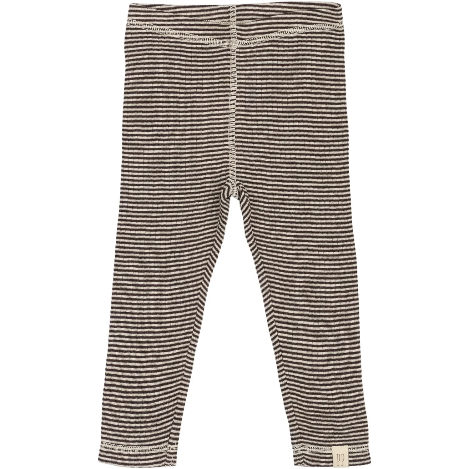 Petit Piao Coffee Bean/Dark Off White PPDante Leggings Merino Wool Striped
