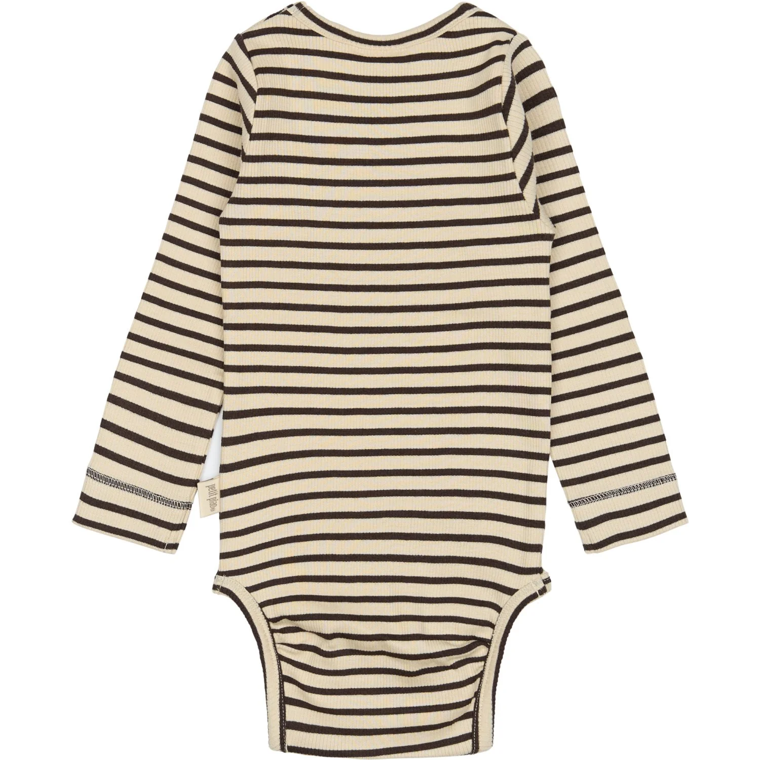 Petit Piao Coffee Bean/off White Body L/S Modal Striped - Image 3