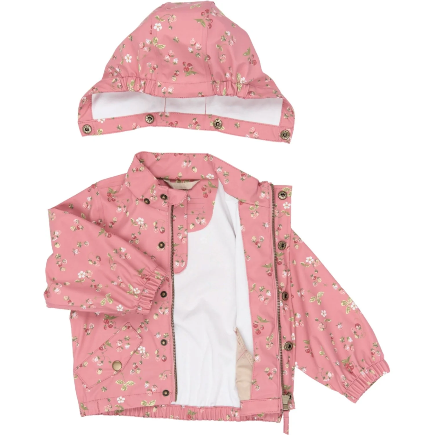 Petit Piao Dusty Rose Strawberry AOP PPDai Rainwear Set W. Susp. - Image 4