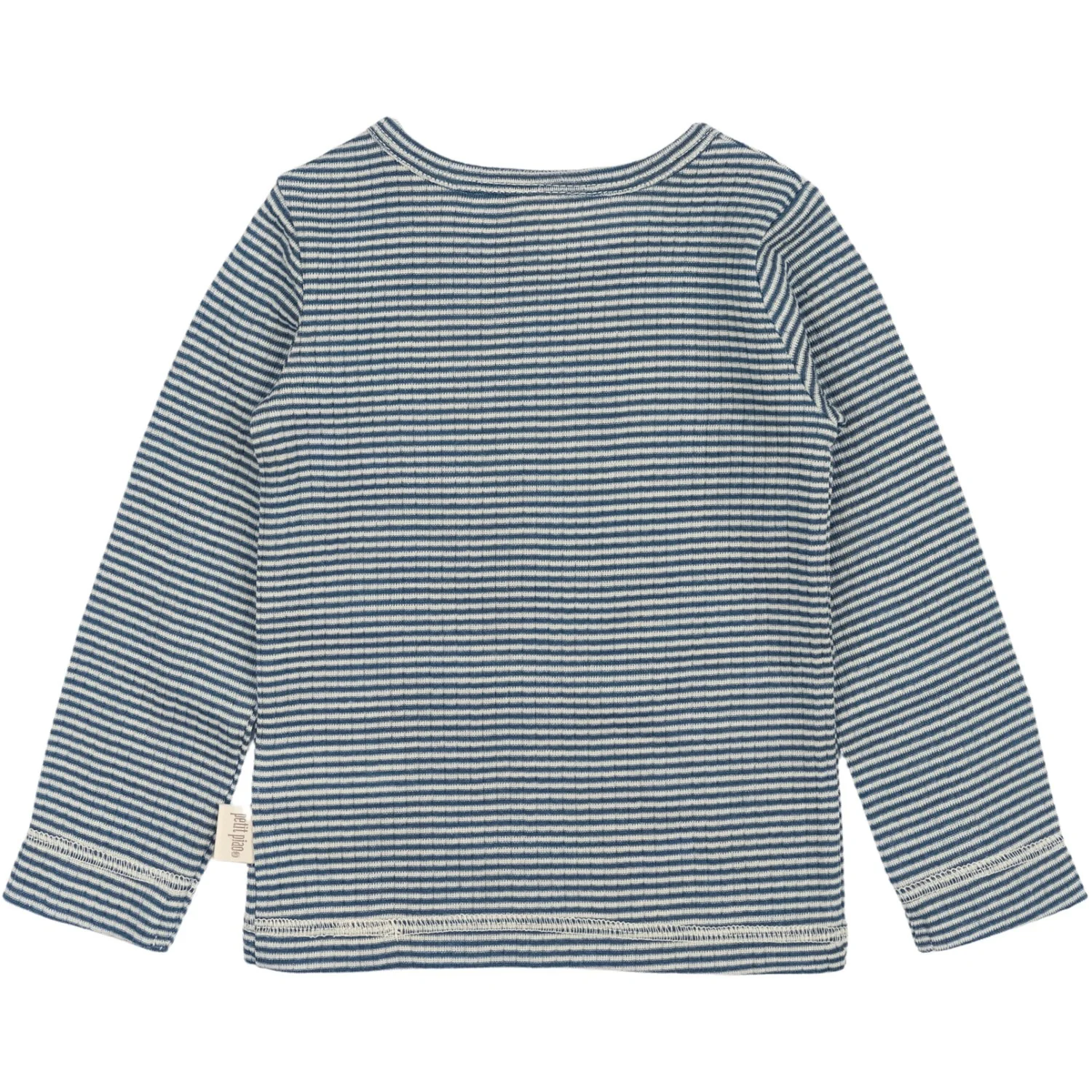 Petit Piao Ensign Blue/dark Off White PPDante T-Shirt L/S Meriono Wool Striped - Image 3