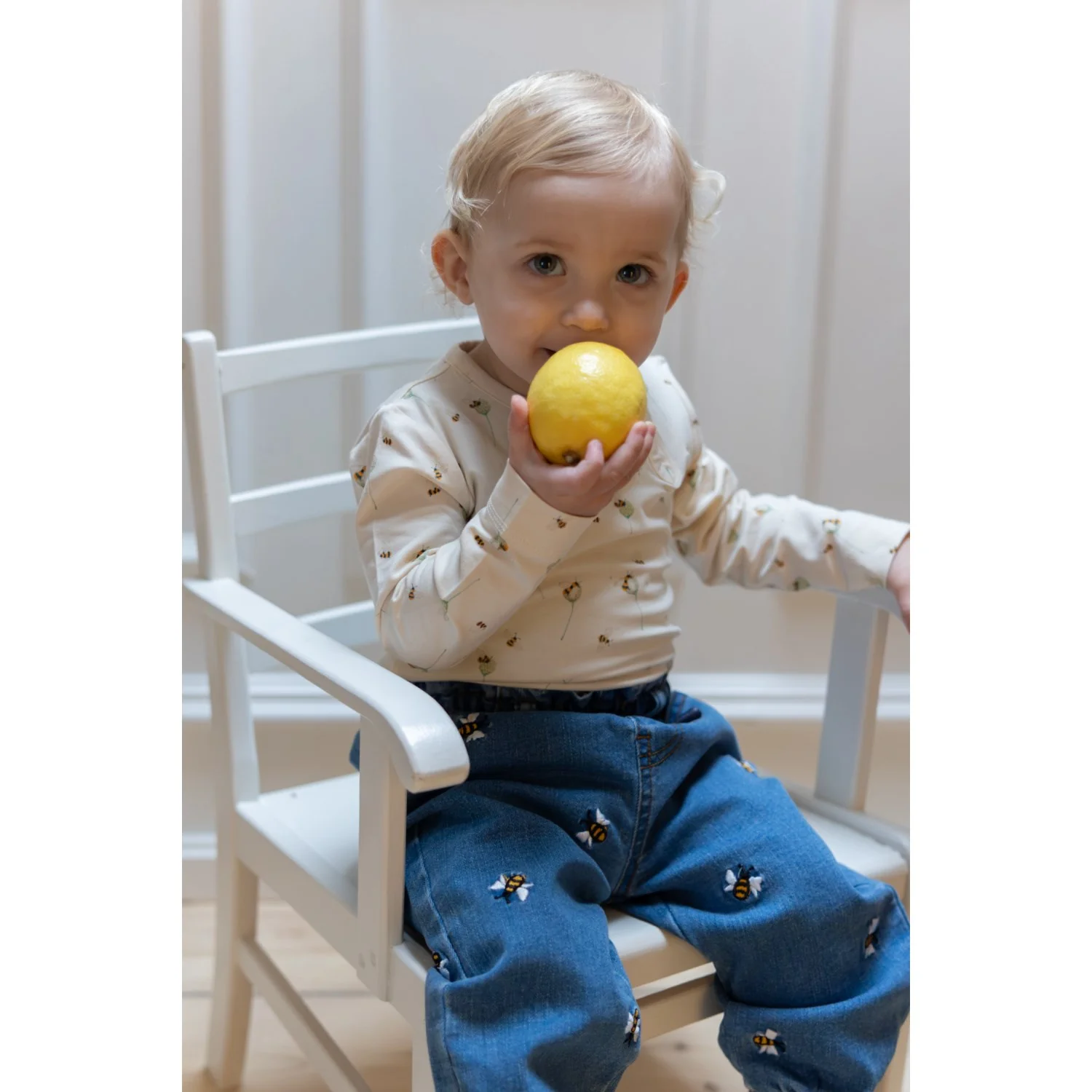 Petit Piao Light Blue Denim Emb Ppjubii Denim Pants - Image 2