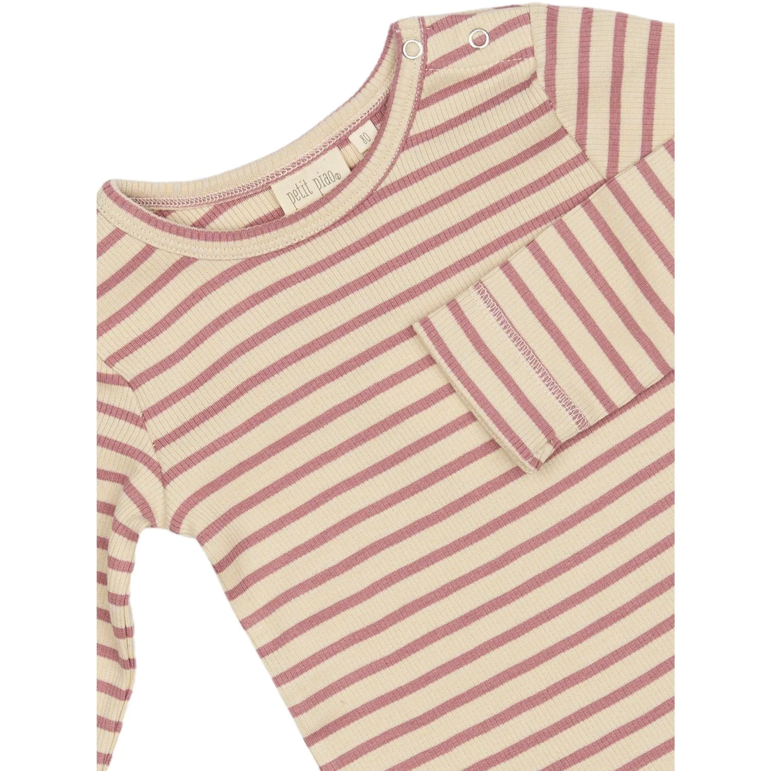 Petit Piao Nostalgic Rose/off White T-shirt L/S Modal Striped - Image 2